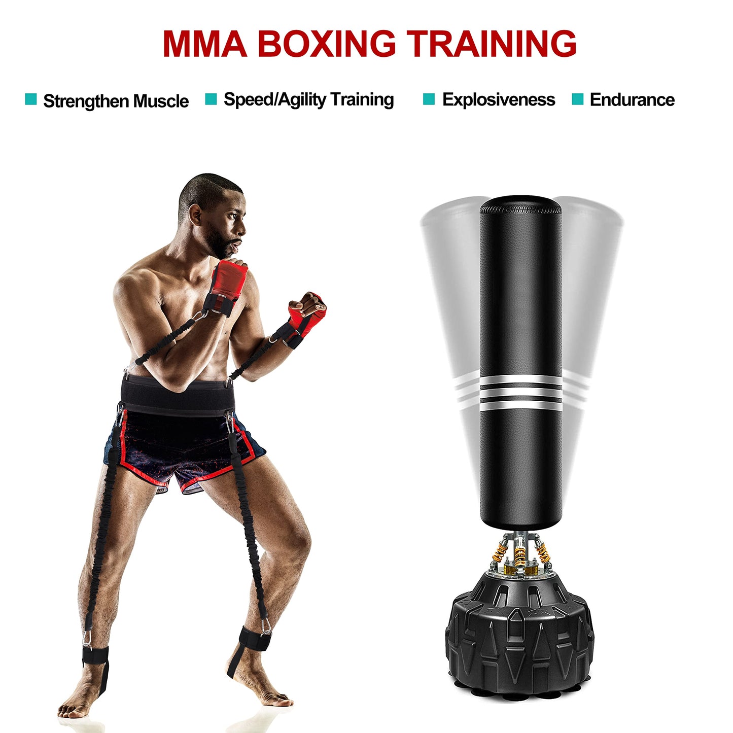 Boxing Resistance Bands MMA Boxing Training Equipment Gear with Handles/Ankle Cuff/Belt for Men,Shadow Boxing Accessories for Kicks Full Body Fitness Exercise Workout to Enhance (12pcs-200LB)