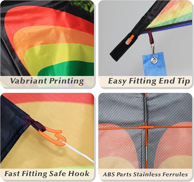 ORGCLDKT-Rainbow Cruiser Delta Kite, Kites for Kids Ages 8-12,4-8,Boys,Girls,Kites for Adults,Beach,Beginners,Giant.1Pc or 3Pcs Pack. Easy to Fly.