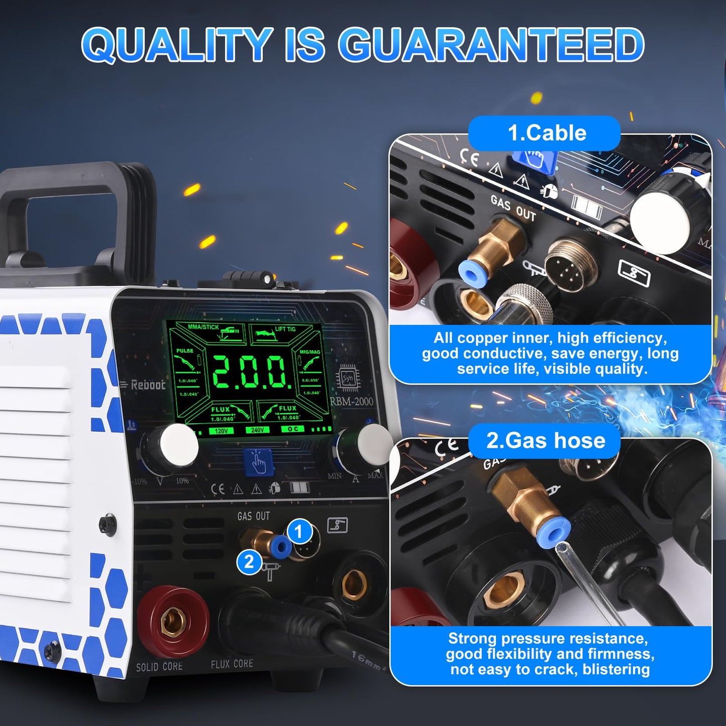 Reboot RBM2000 5-in-1 Welder 120V/240V with Spool Gun - 2025 Upgrade Complete Kit for Aluminum Welding, Steel, Metal Finishing, MIG, Flux Core, Lift TIG, Stick Welding Machine