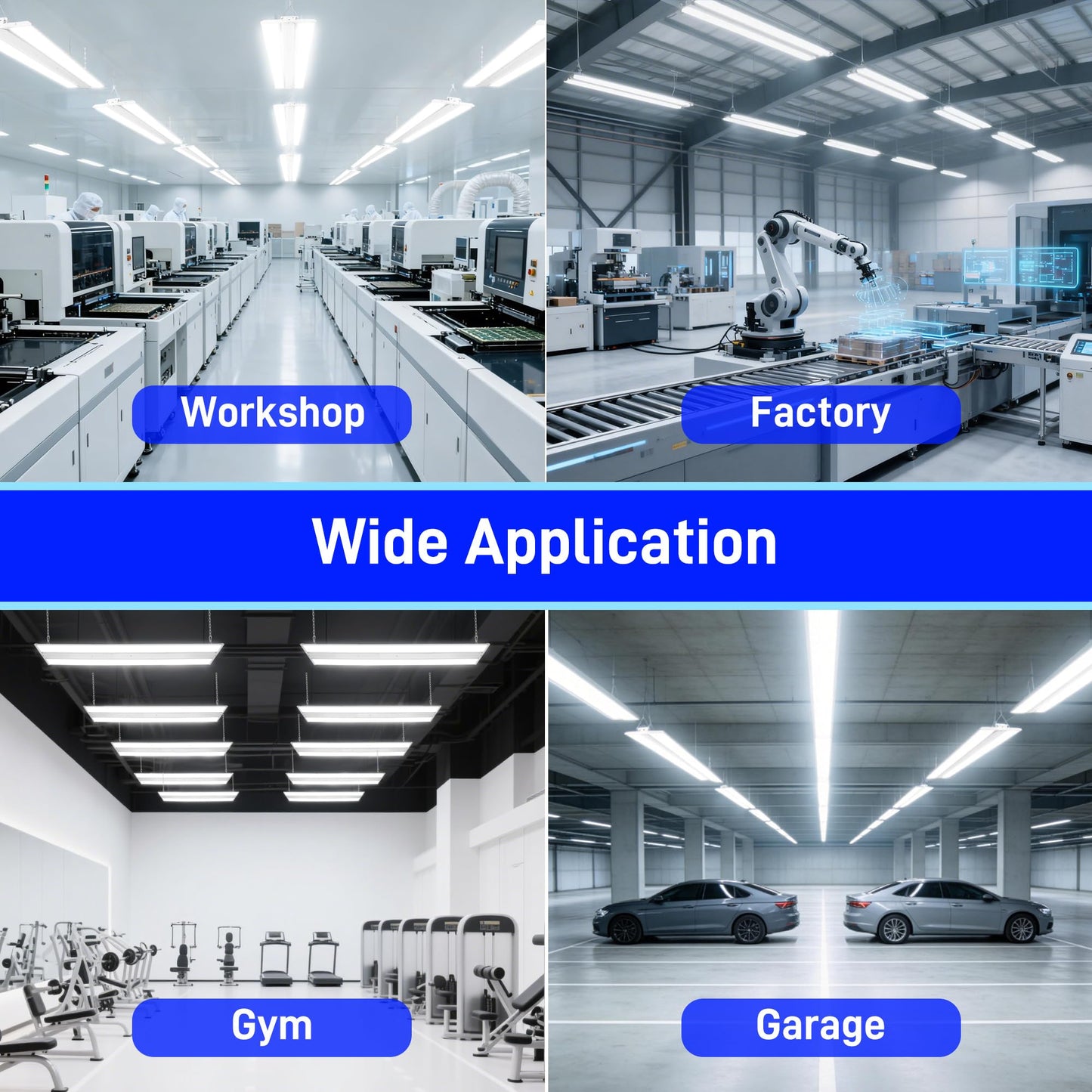 hykolity 2 Pack 4FT 250W LED Linear High Bay Shop Light, 33750lm 135LM/W, 120-277V, 0-10V Dimmable, 5000K Daylight Hanging Light for Warehouse Workshops, ETL