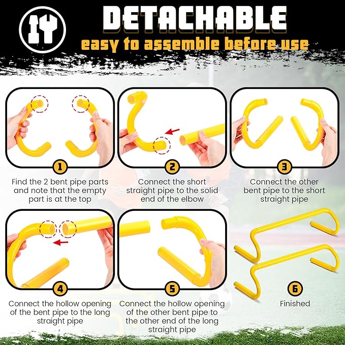 Wettarn 10 Pcs Speed Agility Training Hurdles Detachable Durable Hurdle Agility Plyometric and All Purpose Speed Training Equipment for Athletes Soccer Basketball