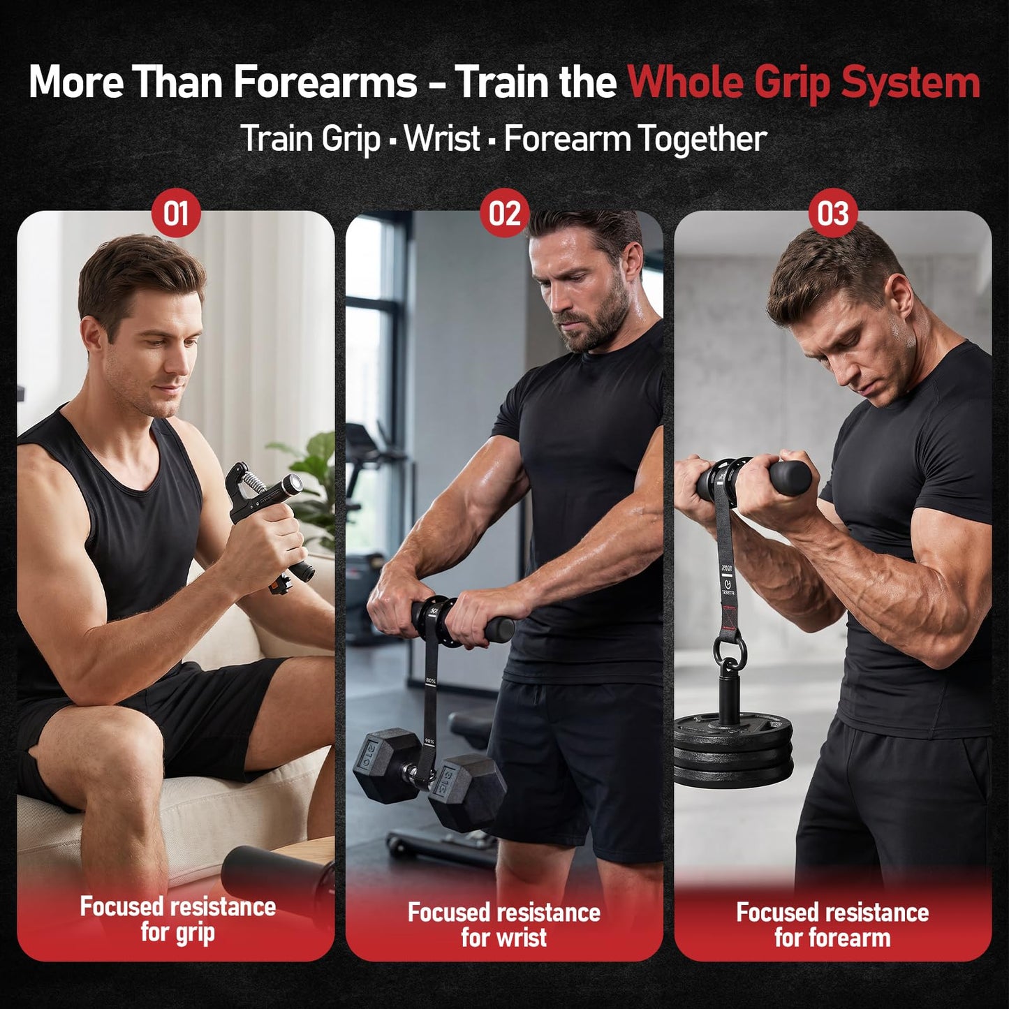 FitBeast Wrist Roller Forearm Strengthener & Forearm Exerciser Set with Adjustable Resistance Grip Strength Trainer & Loading Pin, Fits 1" & 2" Weight Plates for Grip, Wrist & Forearm Training