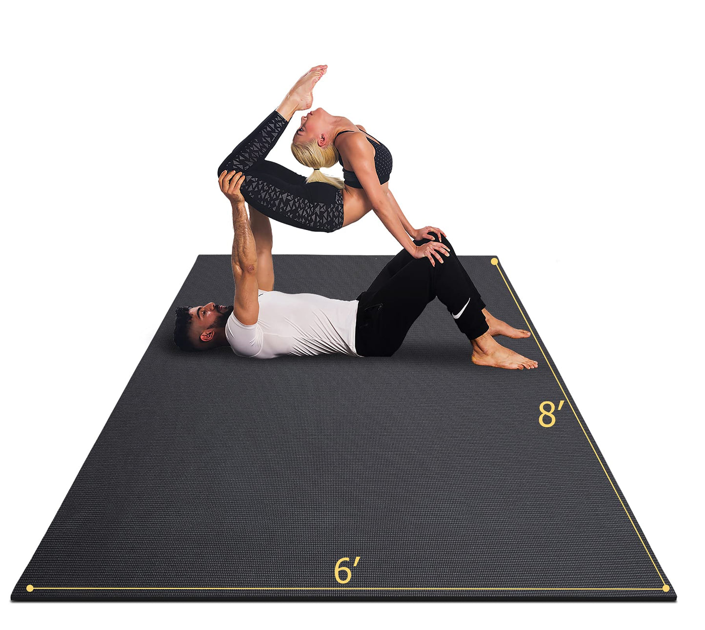 GXMMAT Large Yoga Mat 12'x6'/10'x6'/6'x8'(7mm), Extra Thick Workout Mats for Home Gym Flooring, Ultra Comfortable Non-Slip Quick Resilient Barefoot Wide Exercise Mat for Pilates, Stretching,Meditation