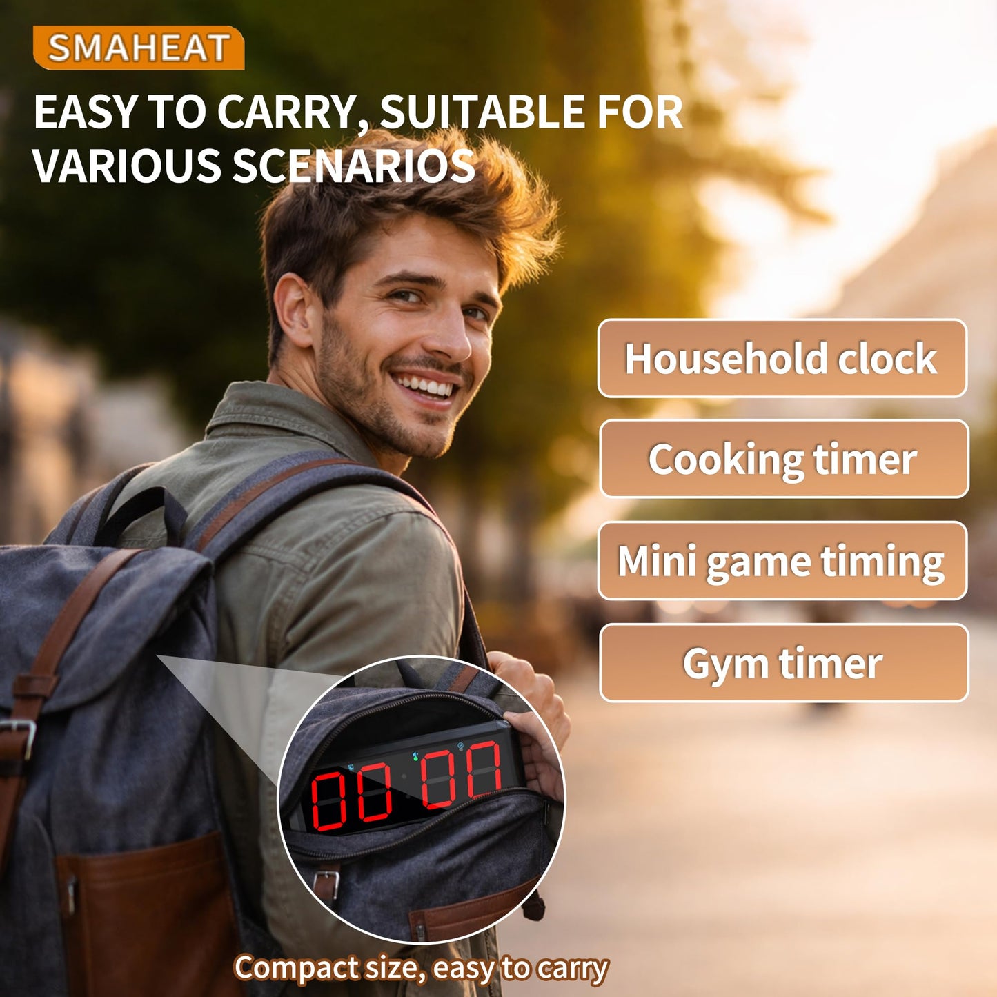 SMAHEAT 2.1-inch 4-Digit Quick Stopwatch Timer, Suitable for Fitness Training, Event Timing, Study and Daily Office use