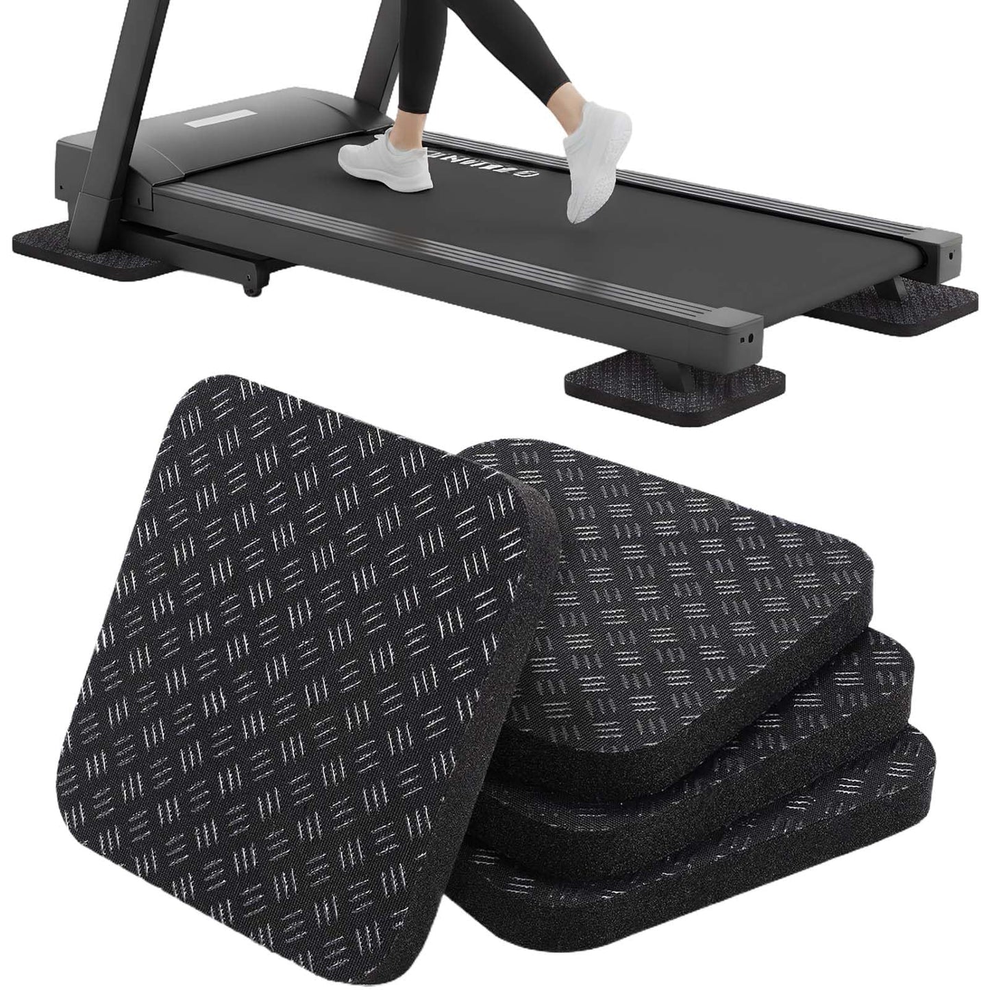 4PCS Non-Slip Walking Pad Mat,Treadmill Mat Pad for Carpet Hardwood Floors Indoor & Gym, Noise Reduction Exercise Equipment Mat for Under Treadmill & Exercise Bike Machines (4, 10mm)