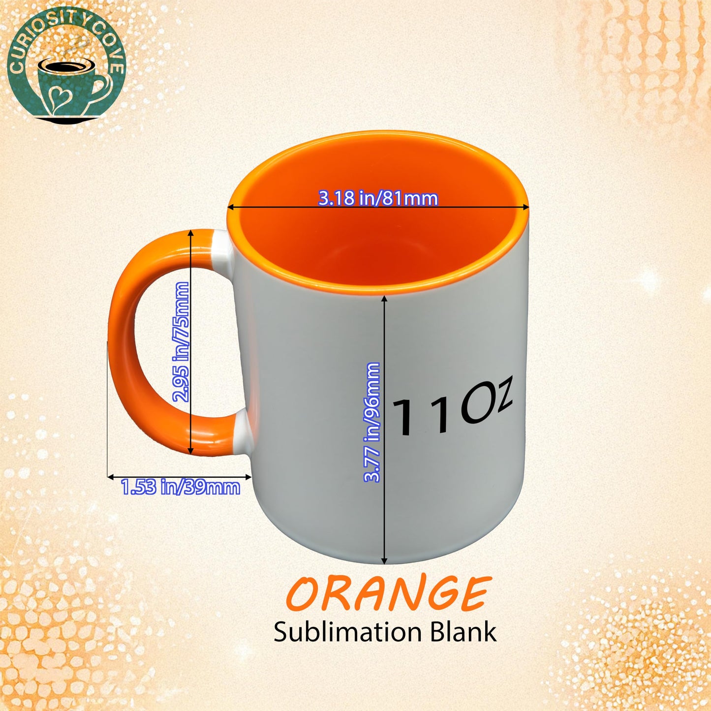 Sublimation Mugs 11 Oz, Orange Inner & Handle - Premium Coffee Cups for Heat Press Projects - Versatile Coffee Mug Design Ideal for Personalized Creations, 8 Piece Set