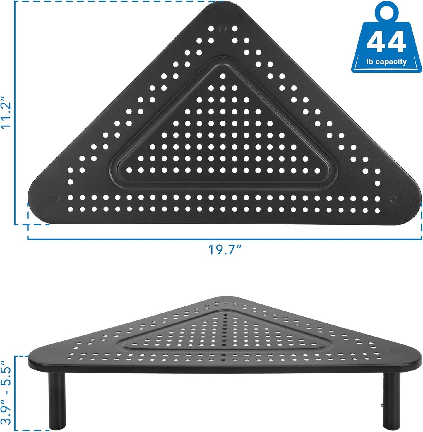 Corner Monitor Stand | Adjustable Height Corner Desk Shelf | Triangle Screen Riser, Ergonomic Space Saving Design