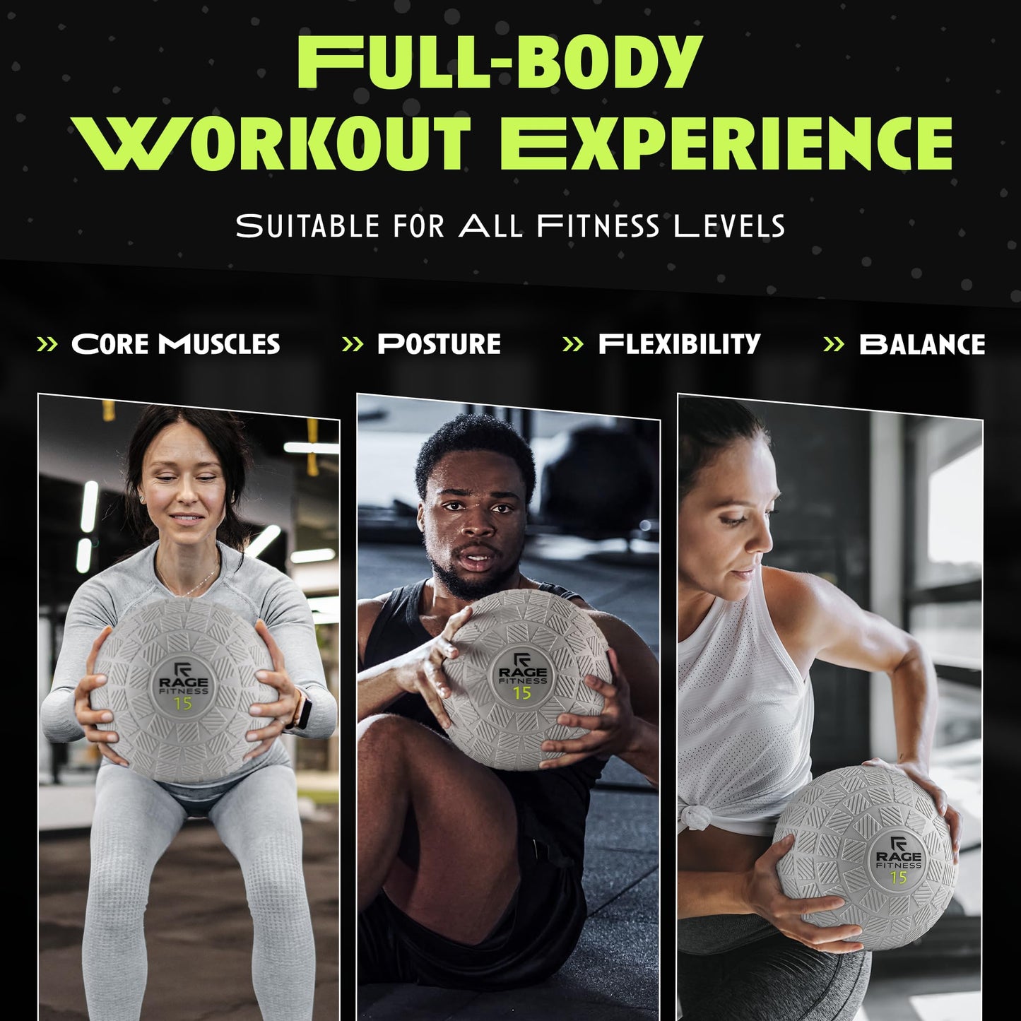 Rage Fitness Slam Balls for Exercise, Tread Texture For Firm Grip, Full Body Exercise Ball, Soft Slam Ball for Exercise, 10lb Weighted Smash Ball, Perfect Toning Ball for Flexibility and Core Workouts