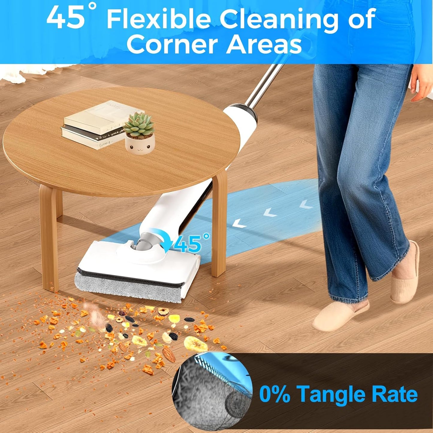 Skiennix Cordless Wet Dry Vacuum Cleaner - 23KPa Suction, 45 Min Runtime, Self-Cleaning Design, Anti-Tangle Brush