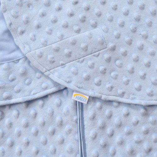HALO Sleepsack Swaddle - Plush Dot Velboa Adjustable Swaddle Blanket | TOG 3.0 for Cool Climates, Blue, Newborn (0-3 Months)