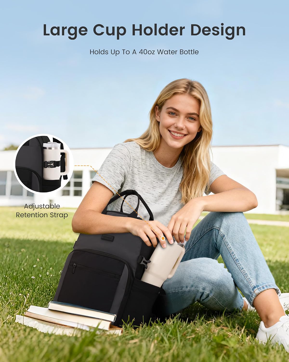 Backpack Backpack Backpack, 15.6Inch LOVEVOOK Laptop for Women - Stylish Work with Large Cup Holder, Waterproof College