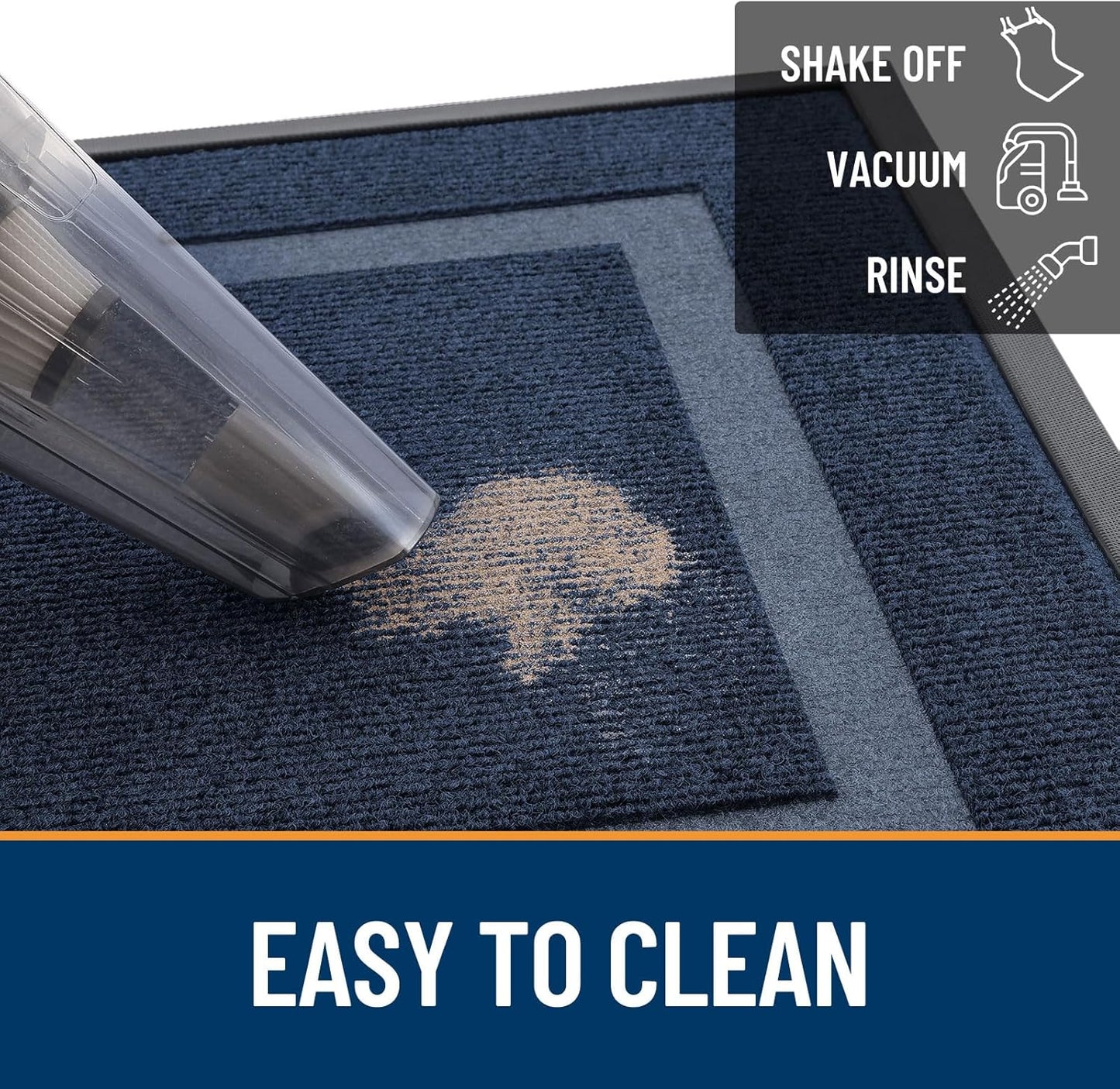 OLANLY Indoor Outdoor Front Door Mat - Waterproof, All-Weather, Easy Clean - 59x35, Blue