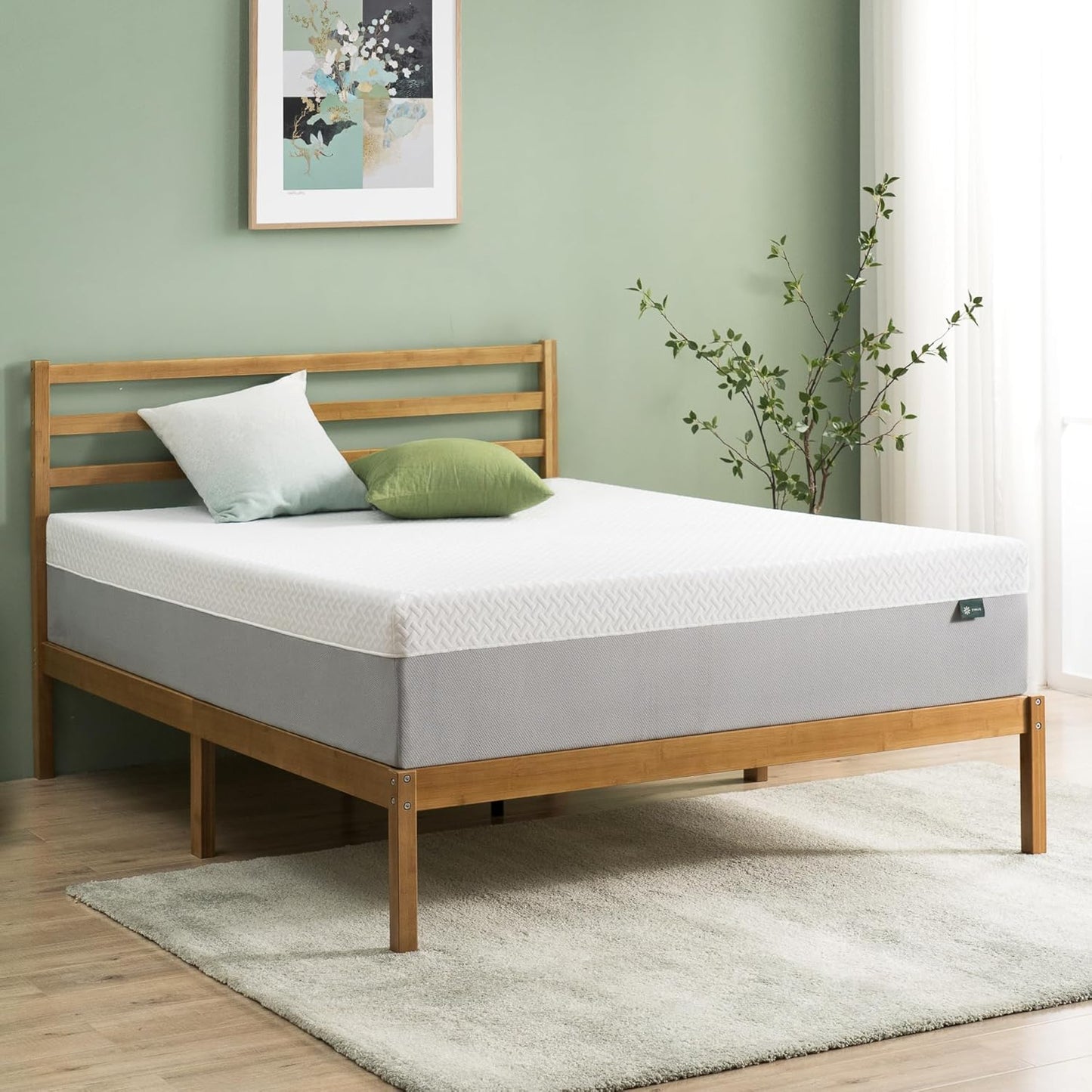 Zinus 12 Inch Green Tea Memory Foam Mattress - Queen Size, Fiberglass Free, Medium Feel, Breathable Design
