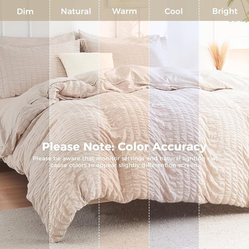 HYMOKEGE King Comforter Set - Beige Oversized 7-Piece Luxury Bedding Set for All Seasons | Includes Comforter, Sheets, Pillowcases & Shams