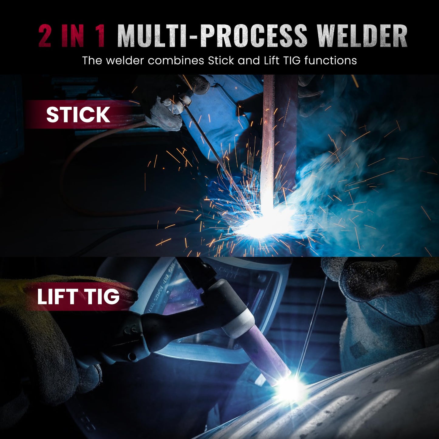 bestarc Stick Welder 200A, Large LED Display ARC/Lift TIG Welding Machine, 110V/220V Dual Voltage with Synergic Control, IGBT Inverter Portable MMA Welder Machine with Hot Start, Arc Force and VRD