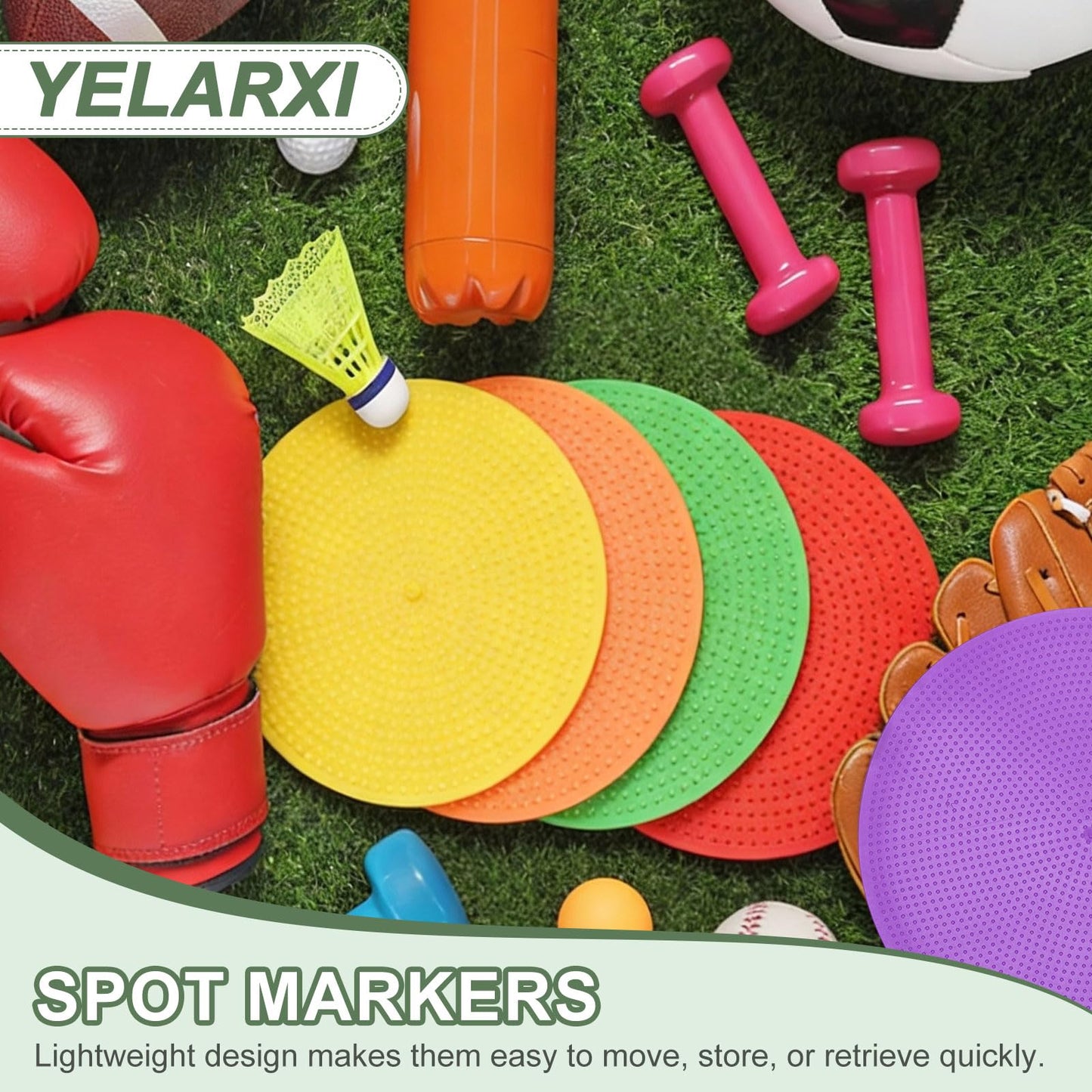YELARXI Spot Markers, Poly Spot Marker for Agility Training Floor Dots Non Slip Flat Field Cones 15 Pcs & 9 in & Orange - for (Soccer/Speed Training/Gaming/Basketball/Dance Practice)