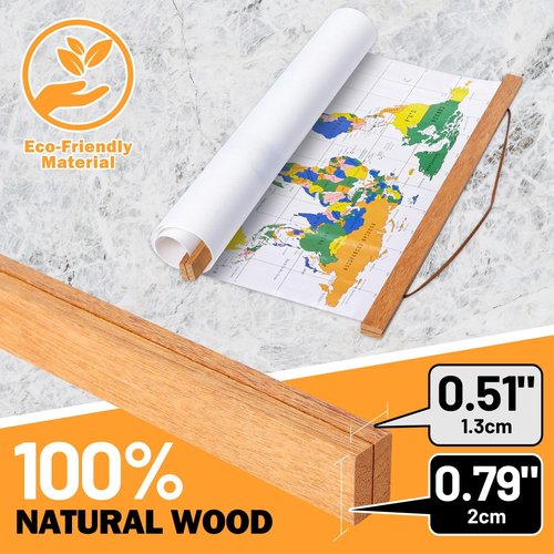 Benjia Magnetic Wooden Poster Frame - Light Wood Hanger for Photos & Artwork | 30" Teak Color