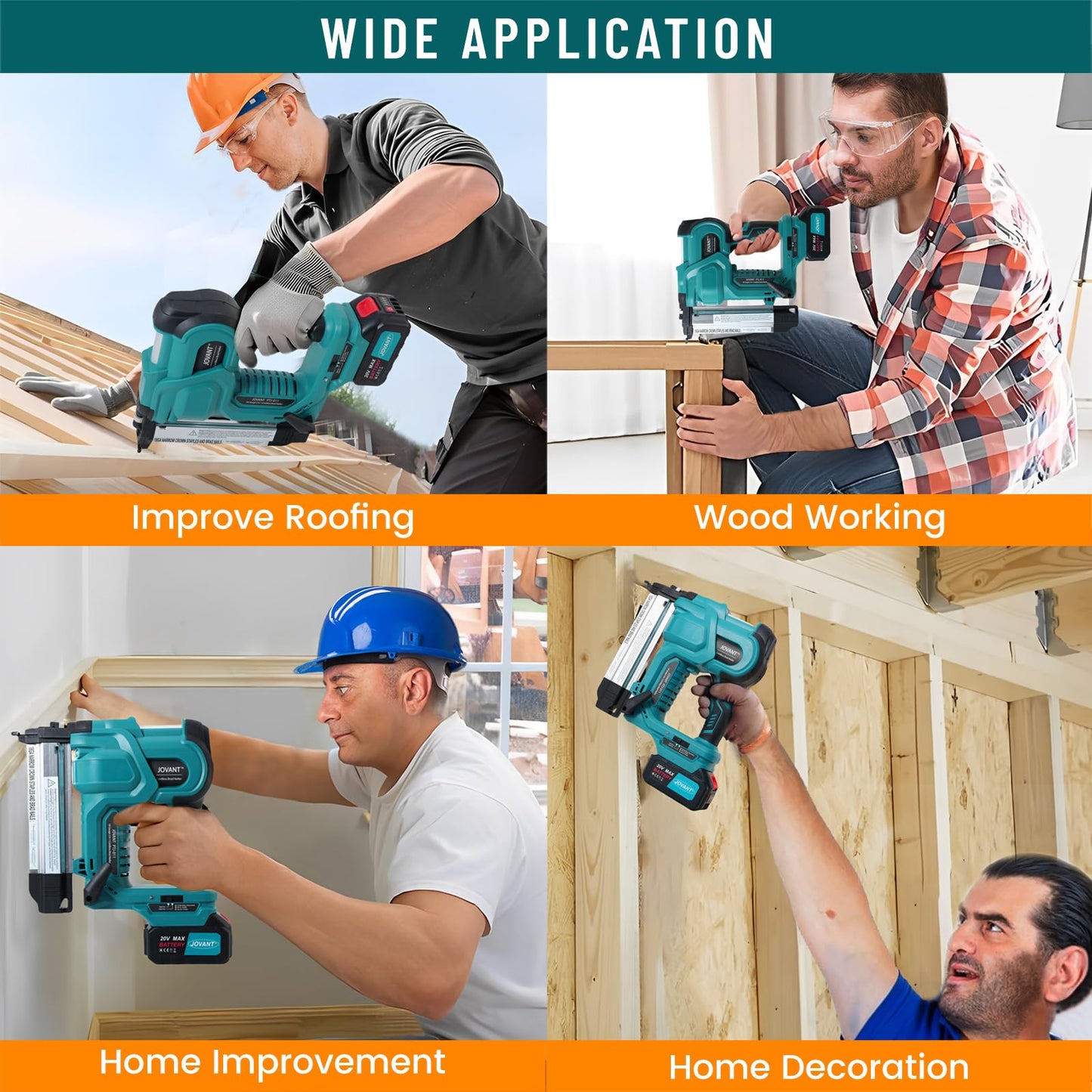 Brad Nailer, Electric Nail Gun with 800pcs 18 GA Nails/Staples, 2 in 1 Nail Gun Battery Powered with 20V 1 * 4.0A Battery for Home Improvement & Woodworking
