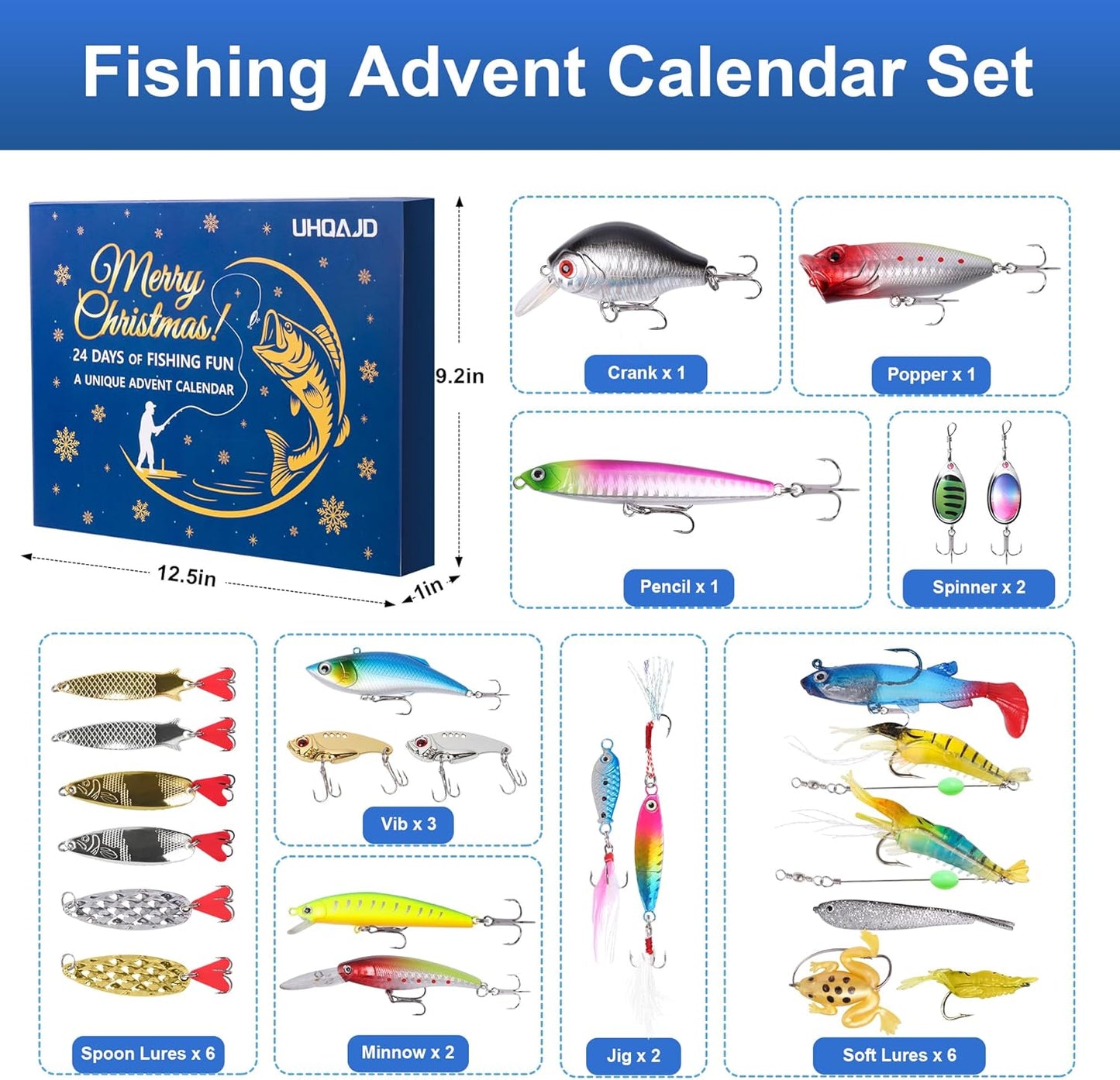 Skiennix Fishing Advent Calendar 2026 - 24 Days of Premium Fishing Lures for Anglers | Xmas Gift Set