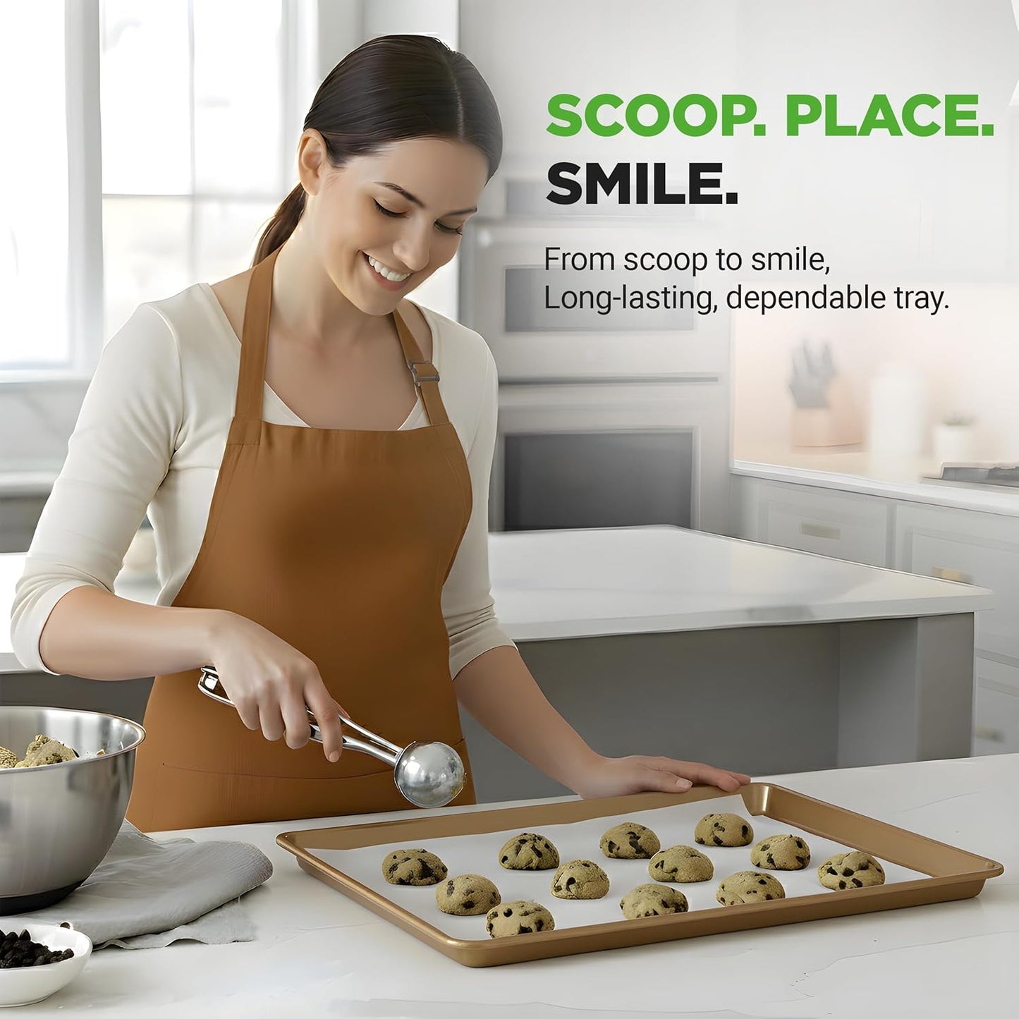 NutriChef Nonstick XL Cookie Sheet - Extra Large 22" x 16" Carbon Steel Baking Pan for Cookies & Pastries - Gold
