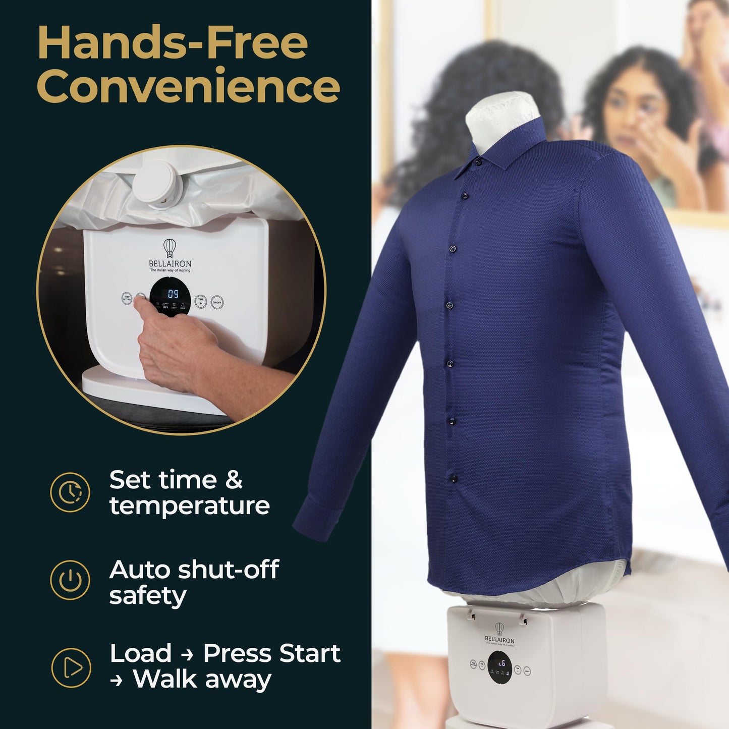 Bellairon - Original Automatic Hot Air Garment Dryer & Iron – Hands-Free Wrinkle Remover for Shirts & Pants, Designed for Reliable Everyday Use