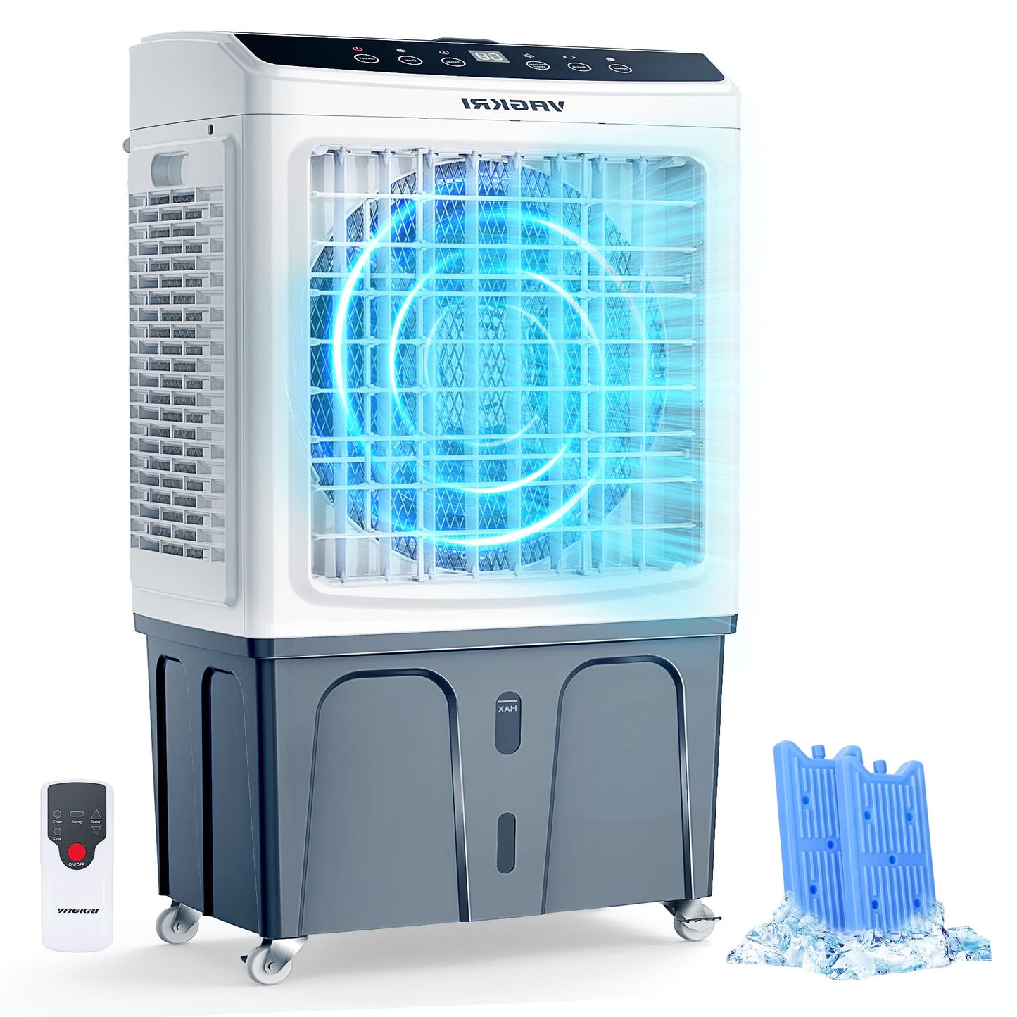 Evaporative Air Cooler, Outdoor Swamp Cooler Air Conditioner 3-IN-1 Cooling Fan with Remote Control Water Self-filling, 24H Time, 3 Modes & Wind for Garage, Yard, Commercial Use