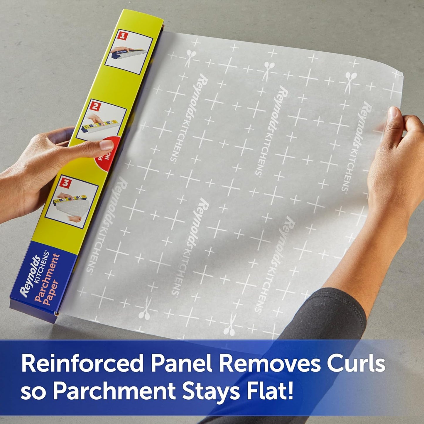 Reynolds Kitchens Parchment Paper Roll - Non-Curling Baking Paper, Oven Safe to 425°F, 36ft x 15in