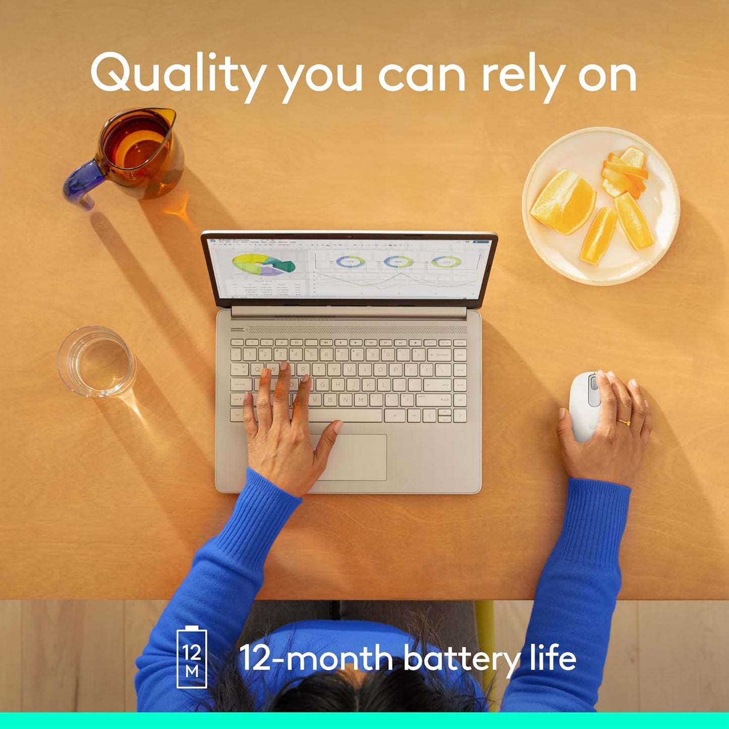 Logitech M196 12-Month Bluetooth Wireless Mouse, Compact and Portable Mouse for Laptops, Tablets and More, Battery