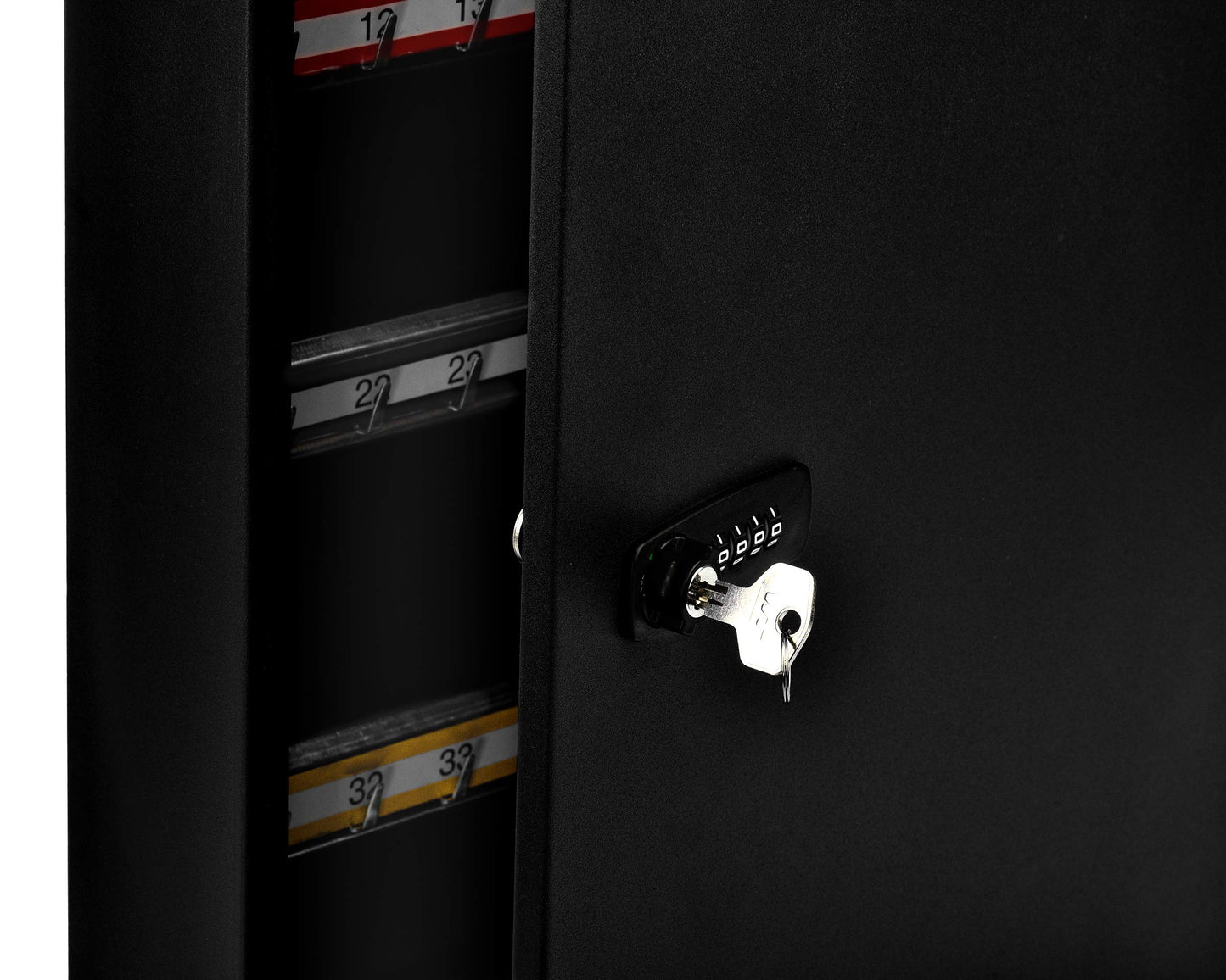 AdirOffice Key Storage Cabinet with Combination and Key Lock - Wall Mounted Steel Keybox w/Code - Durable Safe & Organizer for Keys