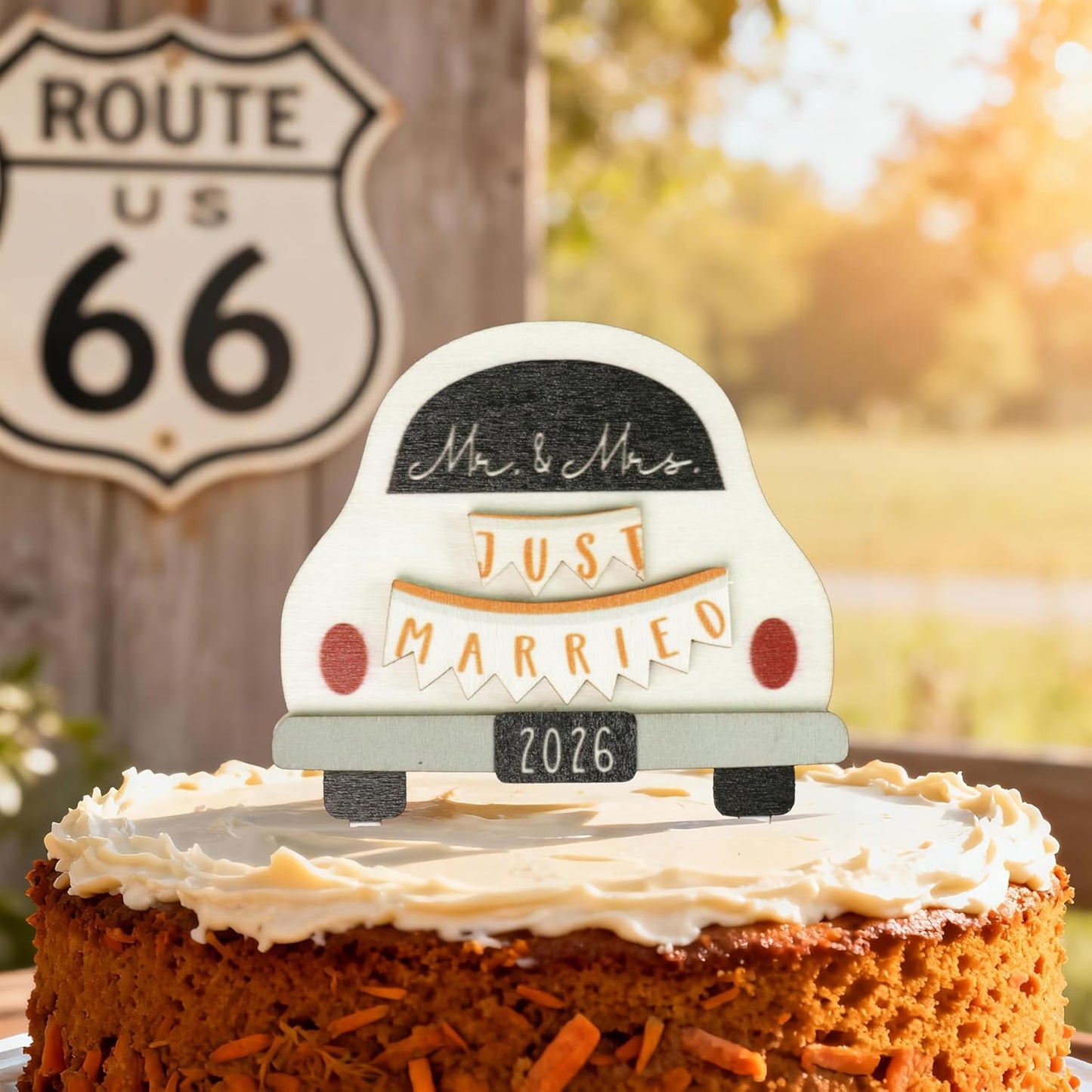 Wooden Wedding Cake Topper - Rustic Mr & Mrs 2026 Just Married Sign | Perfect Bridal Shower Decoration