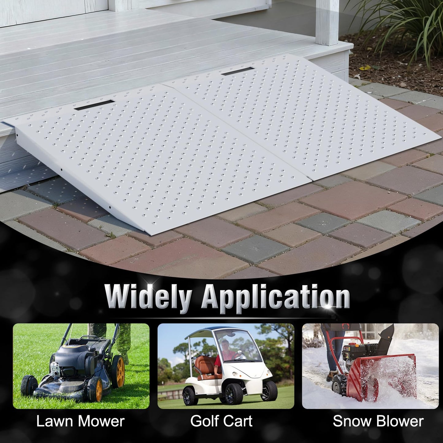 TOCRETOARE Shed Ramp, Heavy-Duty Loading Ramps for Lawn Mower, 29" L x 24" W Curb Ramp with Anti-Slip Punch Plate, 1500 lbs Capacity (29" L x 48" W)
