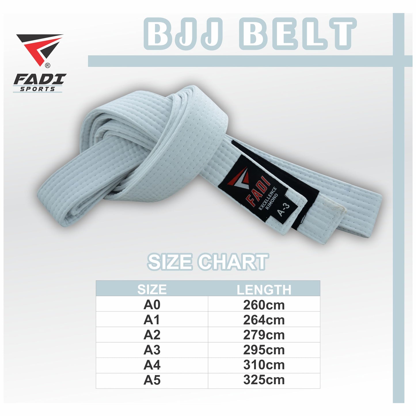 Fadi Sports Brazilian Jiu Jitsu Belt – Poly-Cotton BJJ Belt for Men & Women Durable with Ranking Stripe Sleeve for Gi Training & Competition