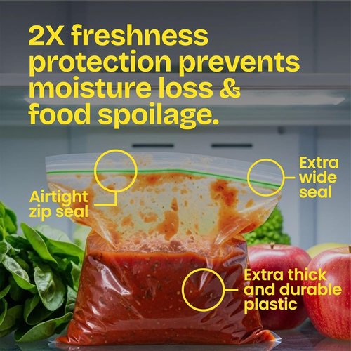 Glad Zipper Gallon Freezer Storage Bags - Set of 4 | Durable & Leak-Resistant Design