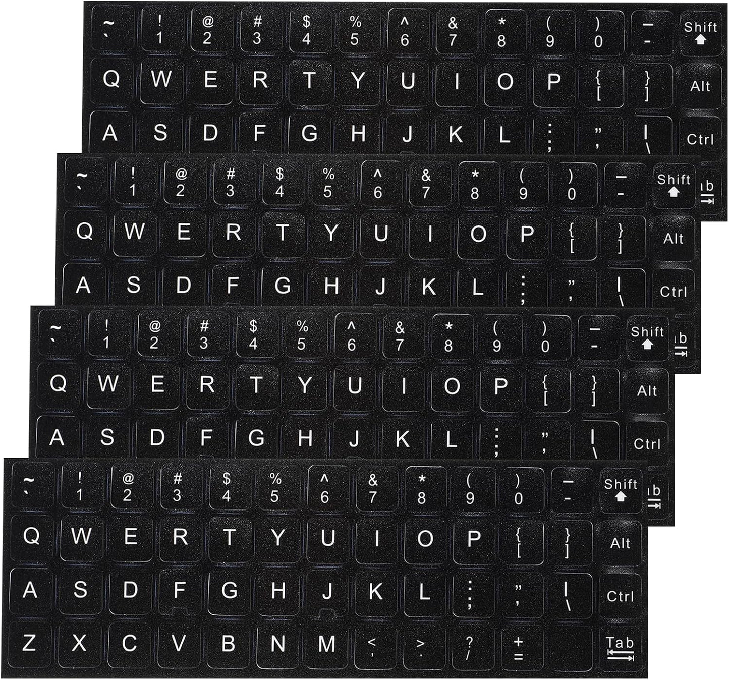 Larrel 4PCS Universal English Keyboard Stickers, Replacement English Keyboard Stickers with Black Background and White