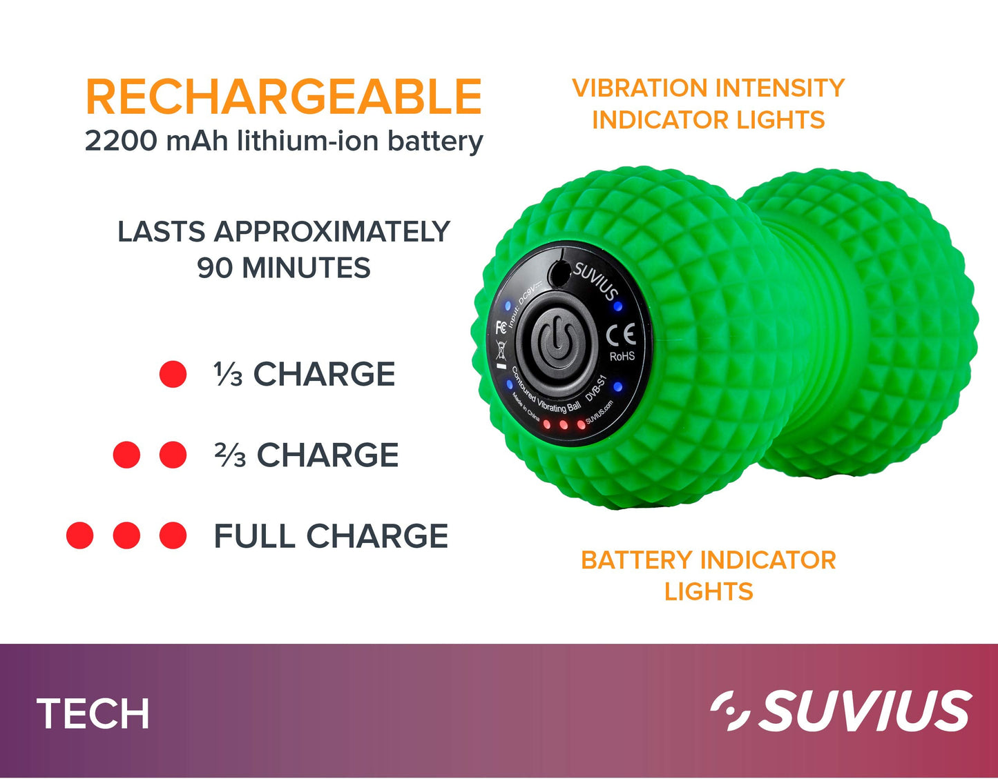 Vibrating Peanut Roller - 4 Vibration Levels - Rechargeable - Muscle Roller for Deep Tissue Massage and Muscle Recovery - Massager for Back, Neck, Foot, Leg, and Body - Black