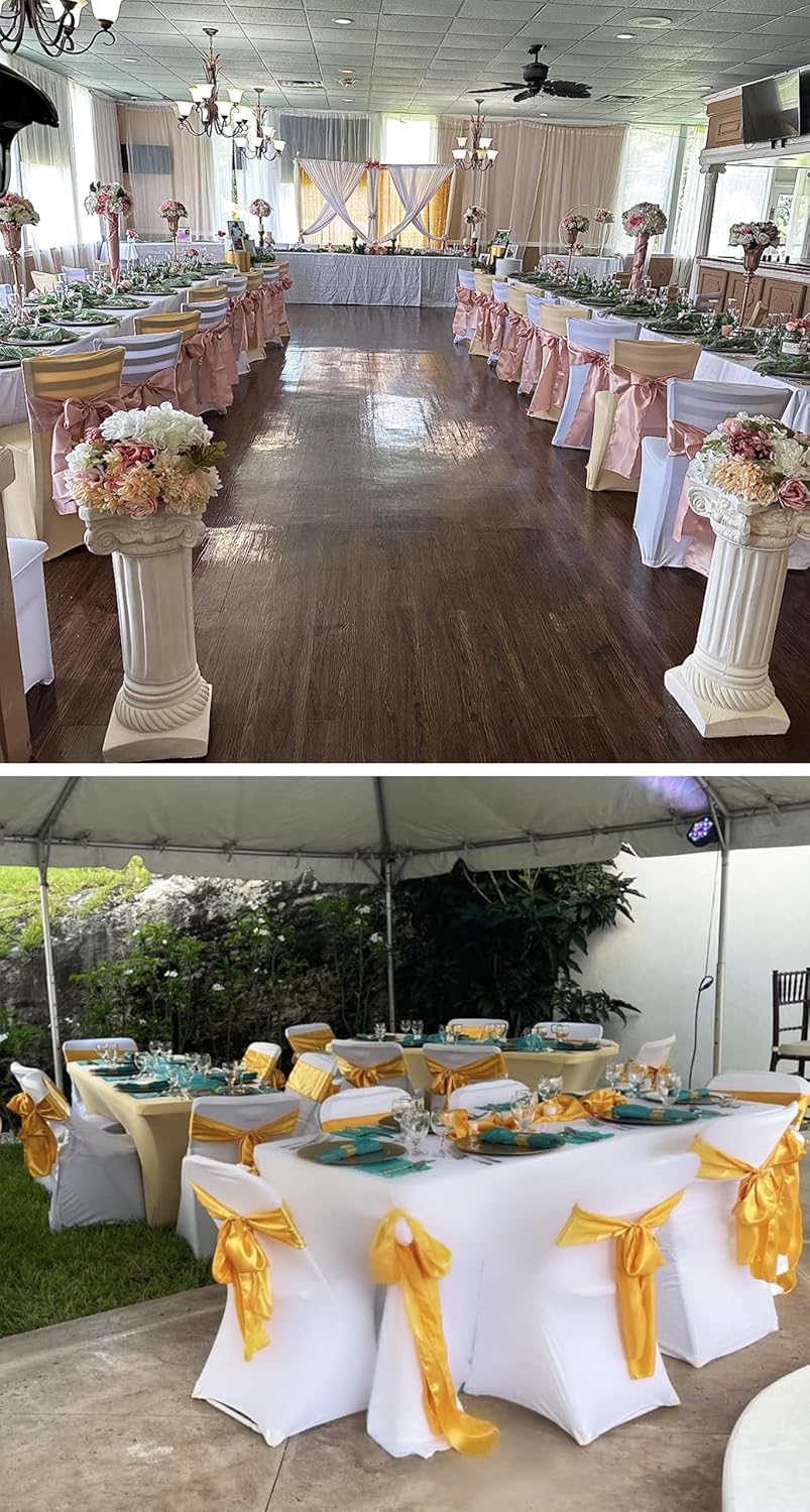 Skiennix Satin Baby Blue Chair Sashes - 50 Pack, 7x108 Inches Light Blue Ties for Weddings & Parties