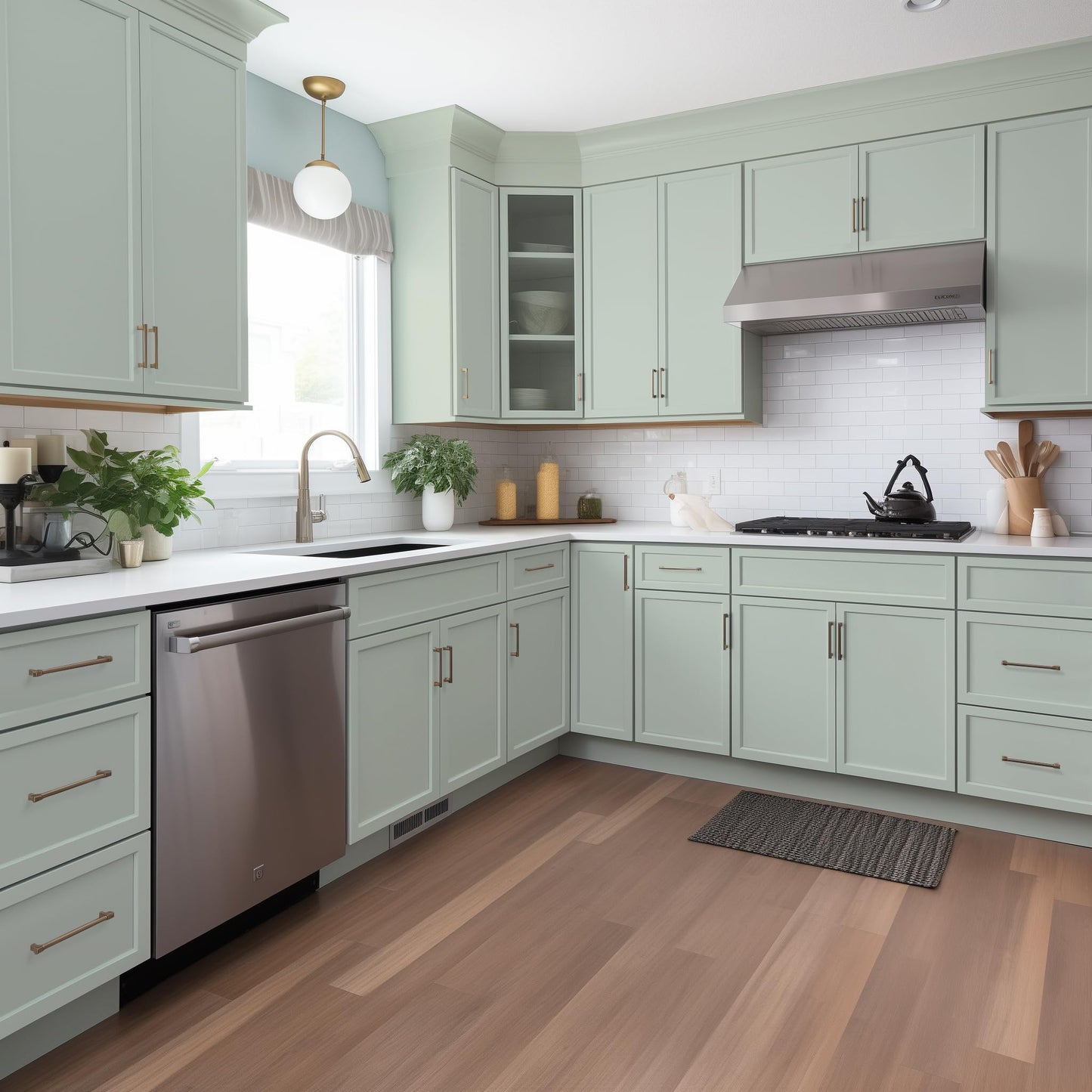 Solid Wood RTA Full High Door Cabinet Tray Base Cabinet Kitchen Grooming Organizer Utensil storage cabinet -with 1 Door 1 Shelf ( Jade Green, Cabinet:9”×24”×34-1/2”;Door:8-5/8”×3/4”×29-5/8”)