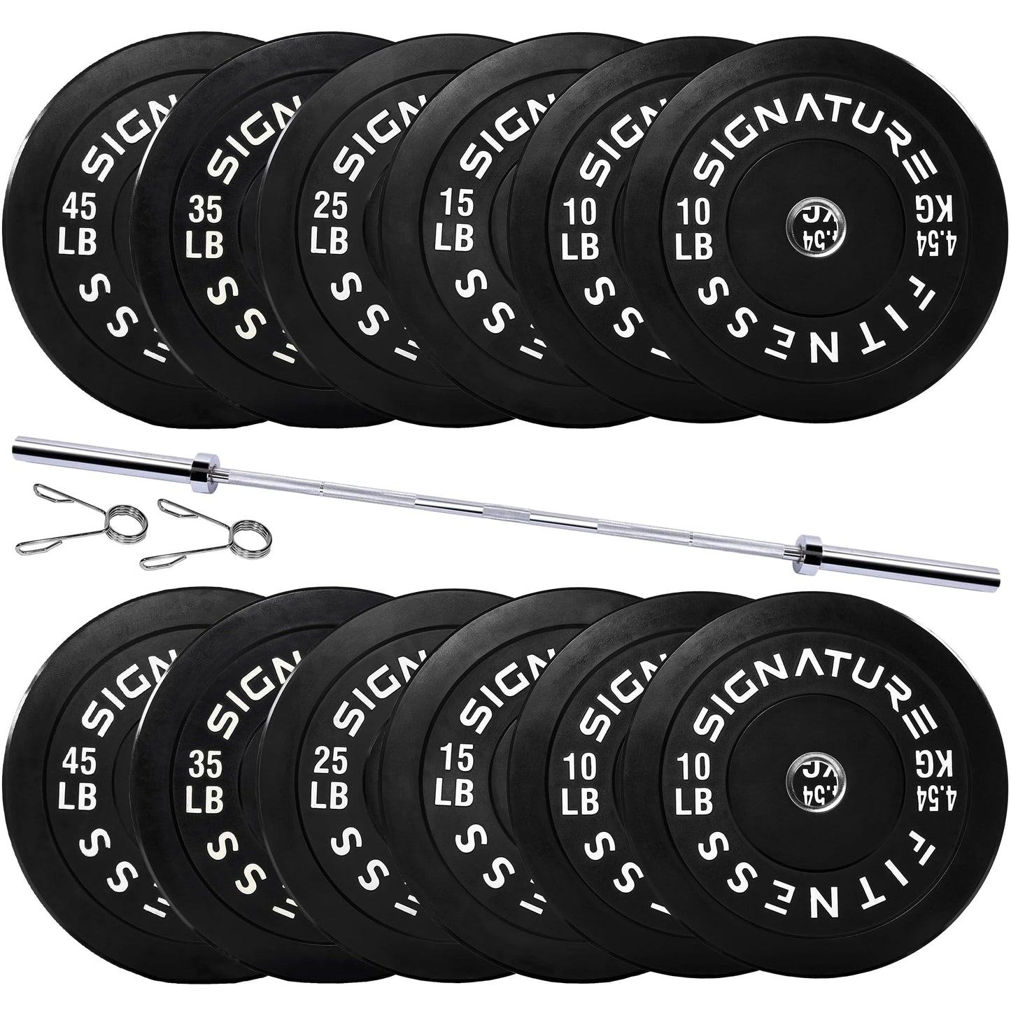 Fitvids 2-Inch Olympic Bumper Weight Plates Including 280 LB Weight Plates & 7FT Olympic Barbell Bar, Black
