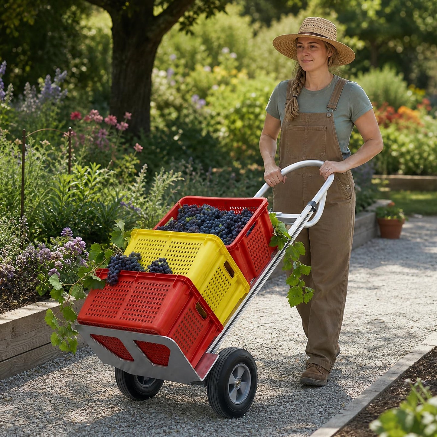 550 lbs Heavy Duty Aluminum Ergonomic Loop Handle, 10" Solid Rubber Wheels, Beveled Nose Plate, Ideal for Transporting Heavy Items, Portable and Durable Aluminum Frame (Curved Handle,550lb)