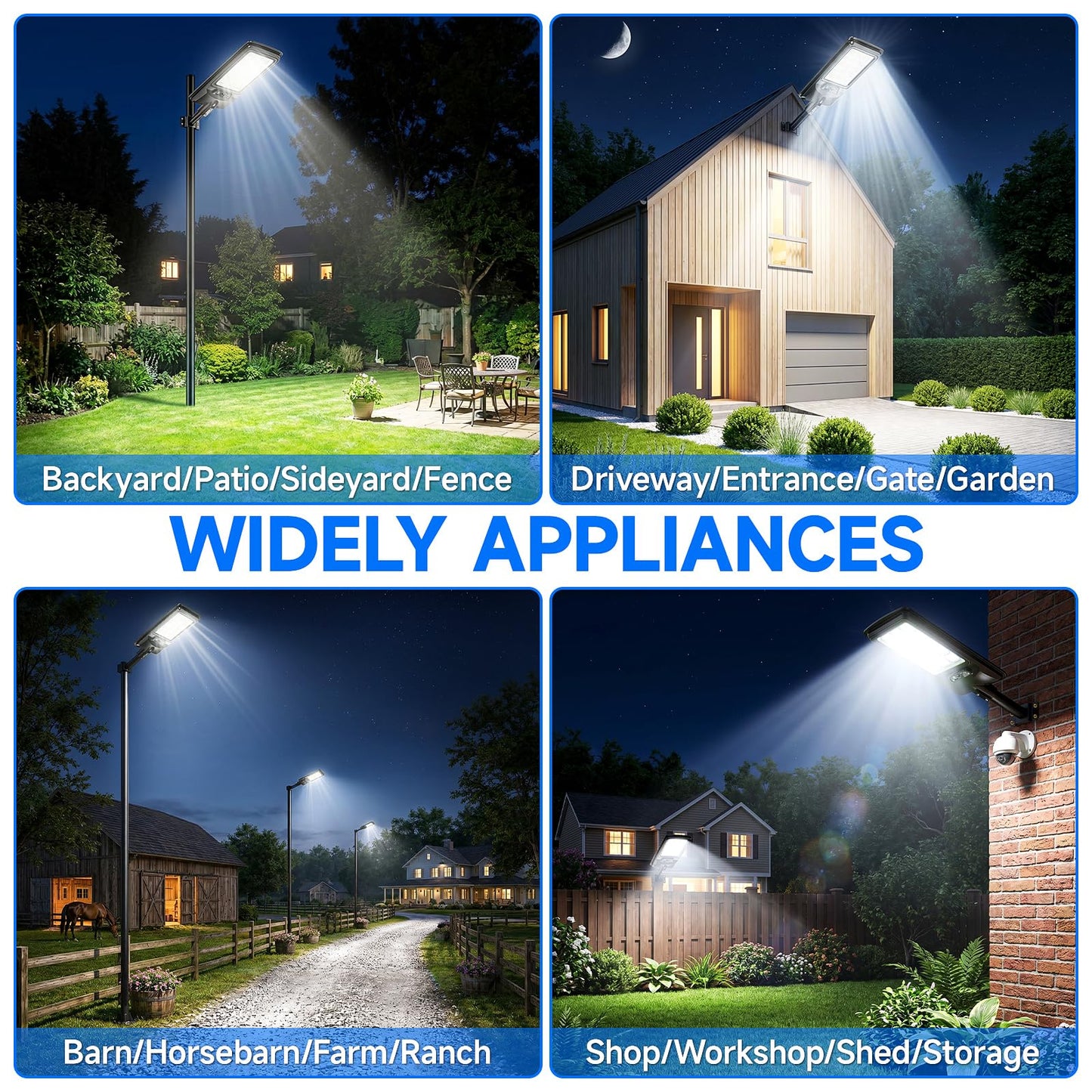 Solar Street Light Outdoor with 18'' Lamp, IP67 Waterproof Dusk to Dawn Motion Sensor Security Light, 20000LM 330pcs LED Solar Flood Lights, Wall/Pole Mount for Yard, Driveway, Parking Lot (4 Pack)