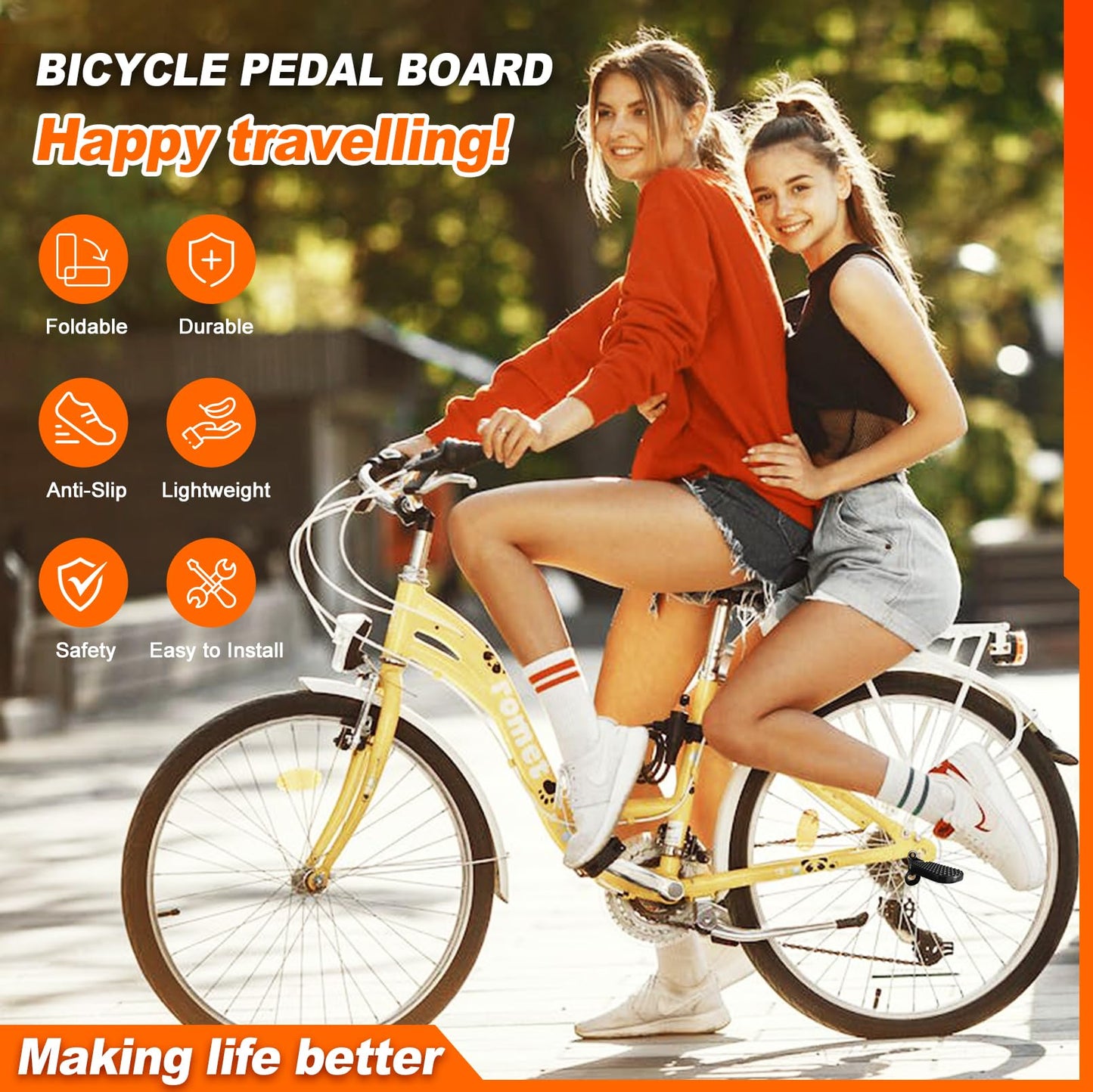1 Pair Bike Rear Pedals,Mini Folding Bicycle Foot Pegs, Non-Slip Bicycle Footrests,Rear Seat Footrest Pedals for Mountain Bike E-Bike