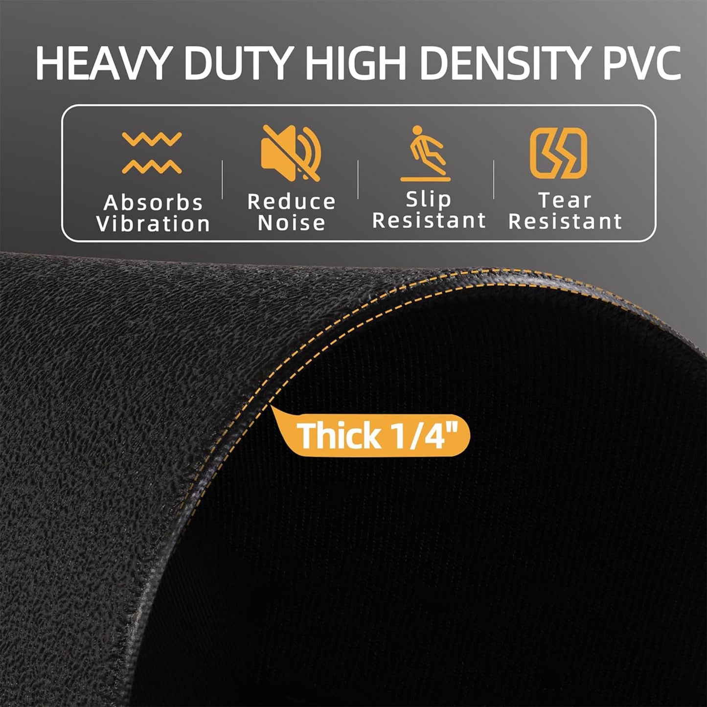BalanceFrom High-Density Gym Equipment Floor Mat, 1/4-Inch Thick PVC – Non-Slip Flooring for Treadmill, Stationary Bike, Elliptical Trainer, Weight Bench, and Heavy Exercise Machines