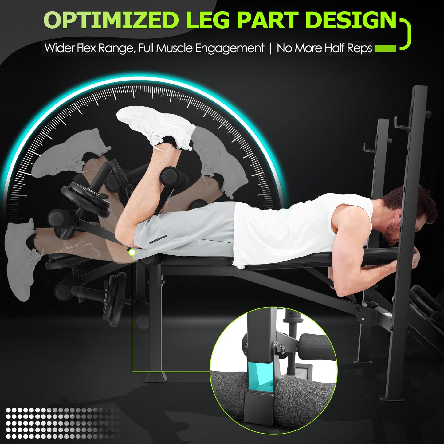 ANCHEER 900LBS Olympic Weight Bench Set with Squat Rack Adjustable Bench Press Bench with Leg Extension & Leg Curl, Incline Decline Flat Foldable Workout Bench for Home Gym(US Stock)