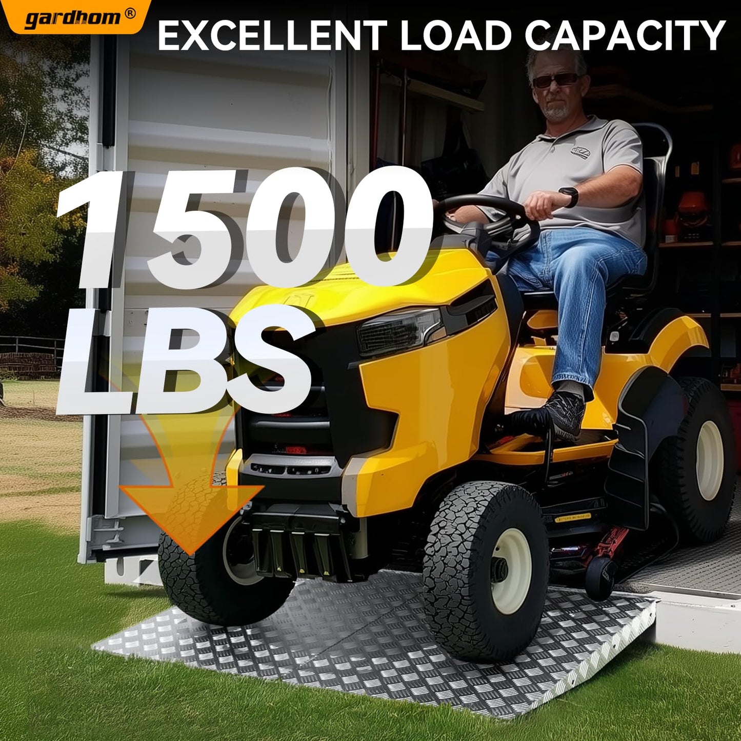 gardhom 33" x 48" Shed Ramp for Riding Mower 1500 LBS/Pair Capacity Aluminum Anti-Slip Ramps for Lawn Mower Snow Blower Motorcycle Garages Barns (2PCS)