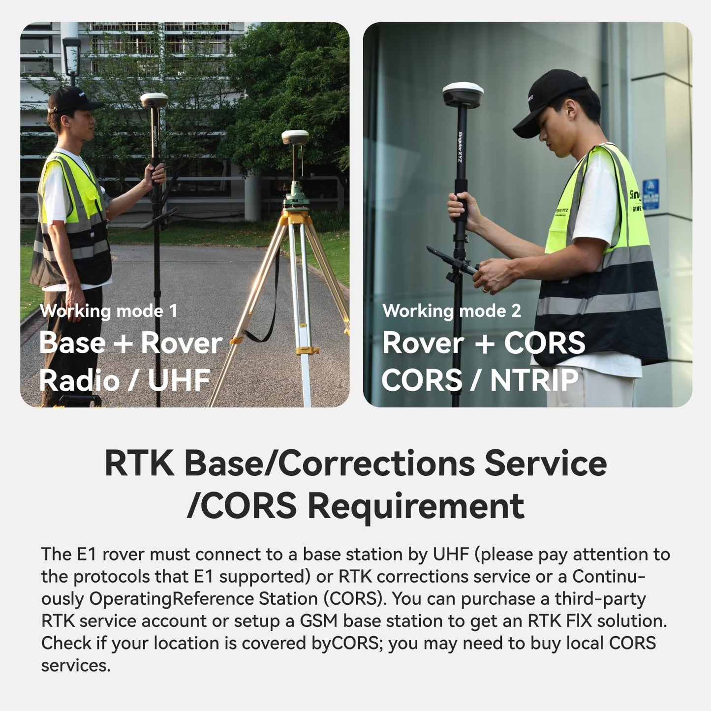 E1 Lite GNSS RTK Surveying Equipment, RTK GNSS GPS with IMU Rover & Base, GPS RTK Handheld Collector with Software, 1cm Accuracy, 1408 Channels, 60° Tilt Survey, 10-15km UHF Range