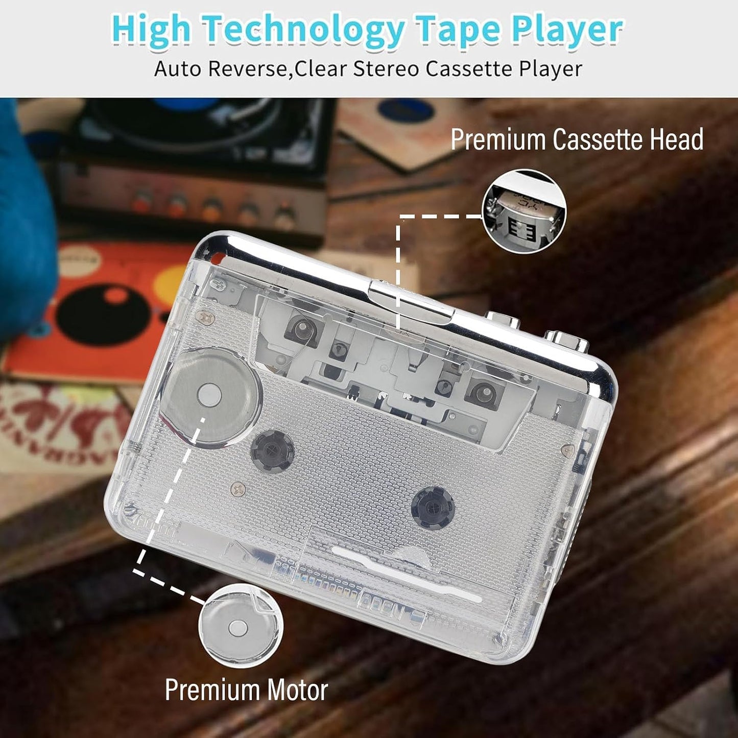 Cassette Cassette Cassette MP3 3.5mm Portable Tape Player, Stereo Surround Sound Tape Player, USB to Converter