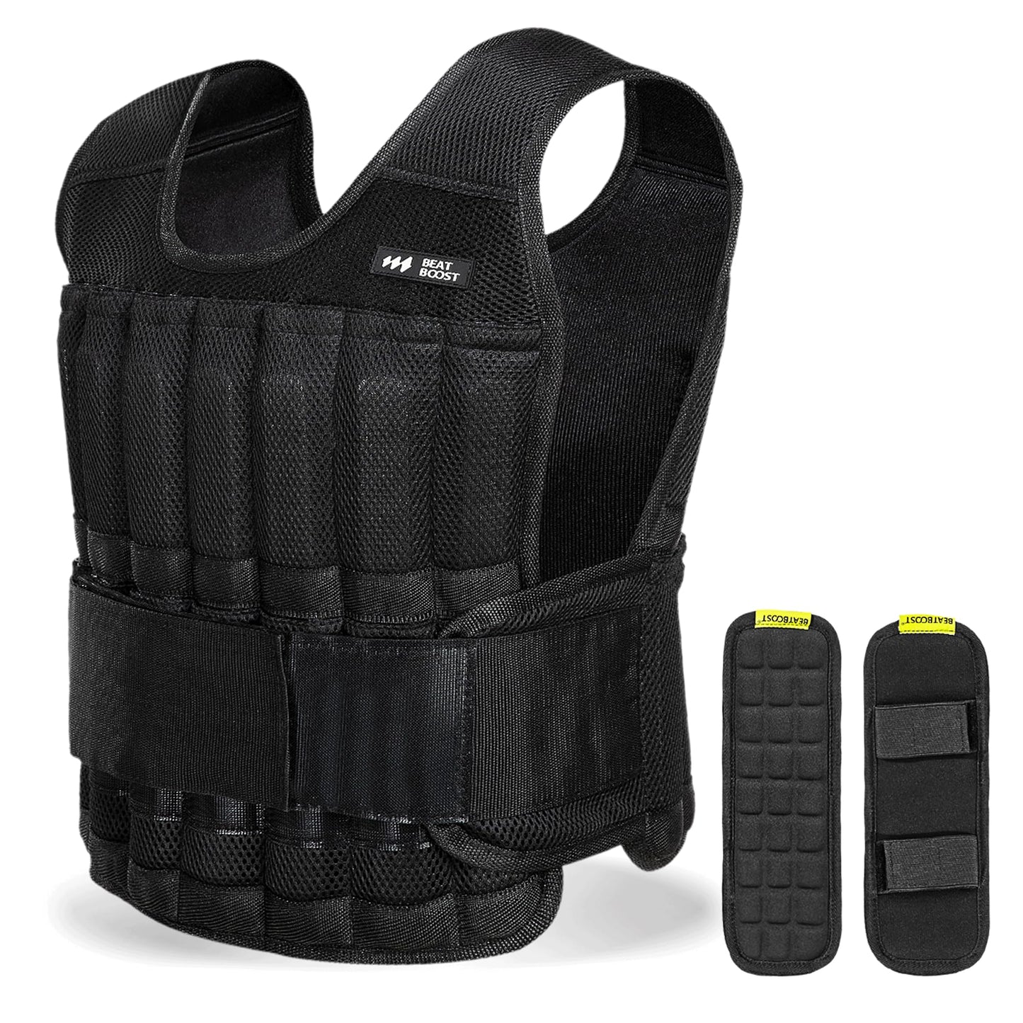 BeatBoost Weighted Vest Men 20 lb Adjustable Weighted Vest with Steel Plates Weights for Walking Strength Training Running Workout