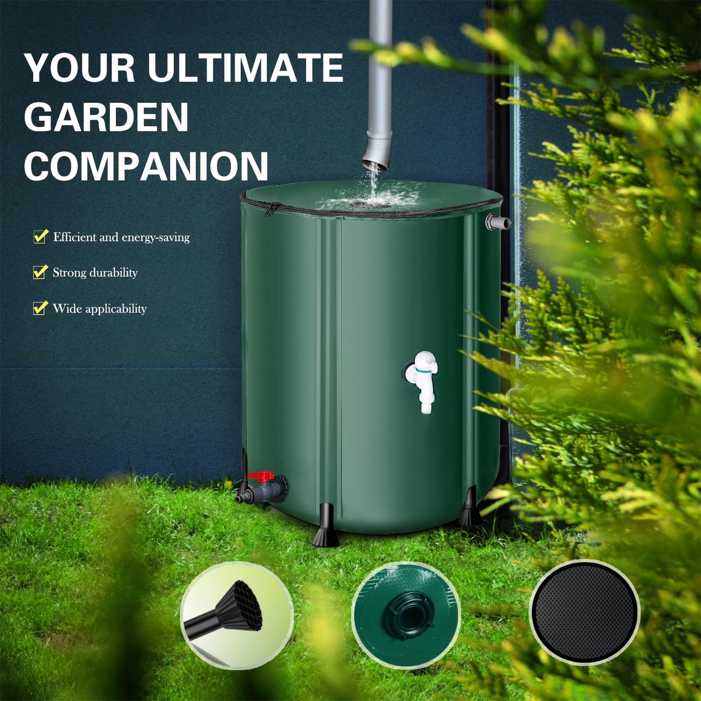 200 Gallon Collapsible Rain Barrel, Foldable Outdoor Water Tank with Faucet, for Garden Irrigation Water Storage (200Gal)