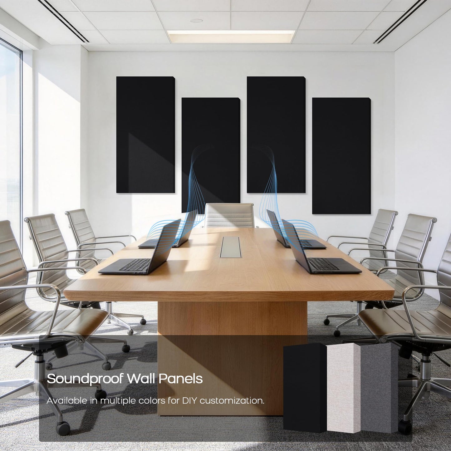 BUBOS 2-Pack Fabric Acoustic Panels with Hanging Hardware, 47.2" x 23.6" x 2" Large Soundproofing Wall Panels, High-Density Sound Absorbing Decor for Home Theater, Studio & Office,Balck