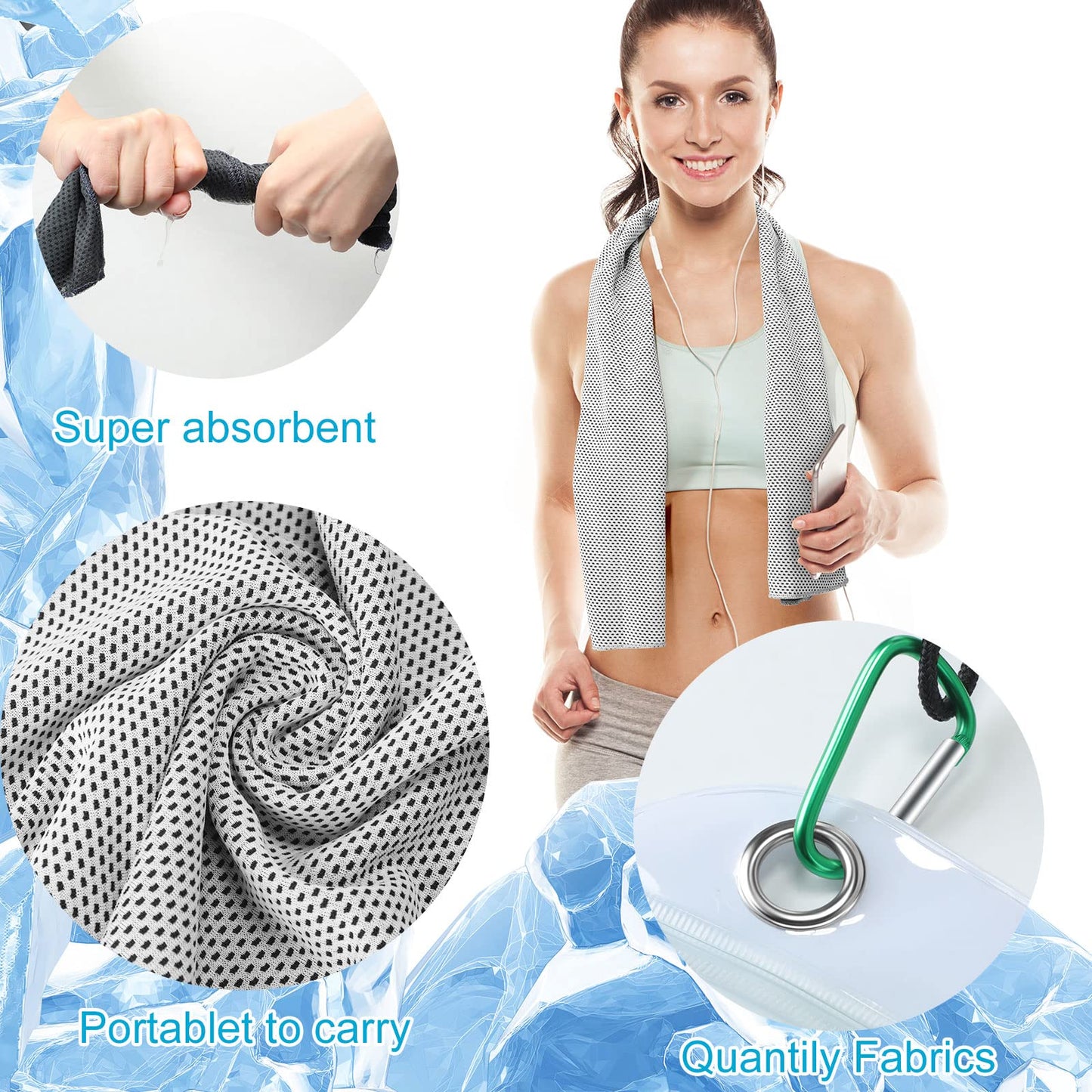 Honoson 20 Pack Cooling Towels,35 x 12 Inch Ice Breathable Soft Chilly Sweat Rag Microfiber Workout Rags for Gym Cooling Towels for Neck and Face for Yoga Golf Sport Running Gym Workout